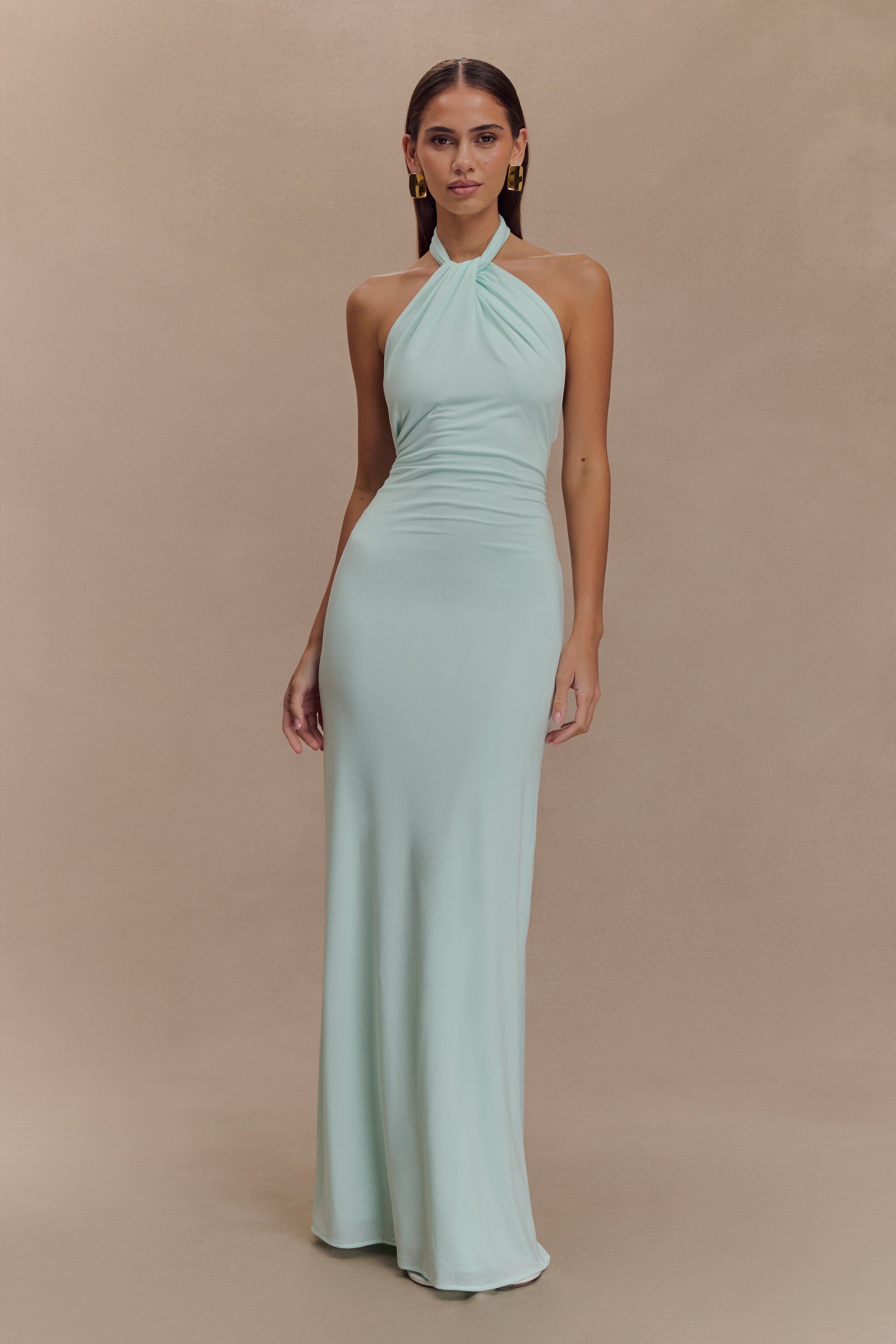 Elyna Slinky Halter Maxi Dress - Lagoon、mySite、solidvoid