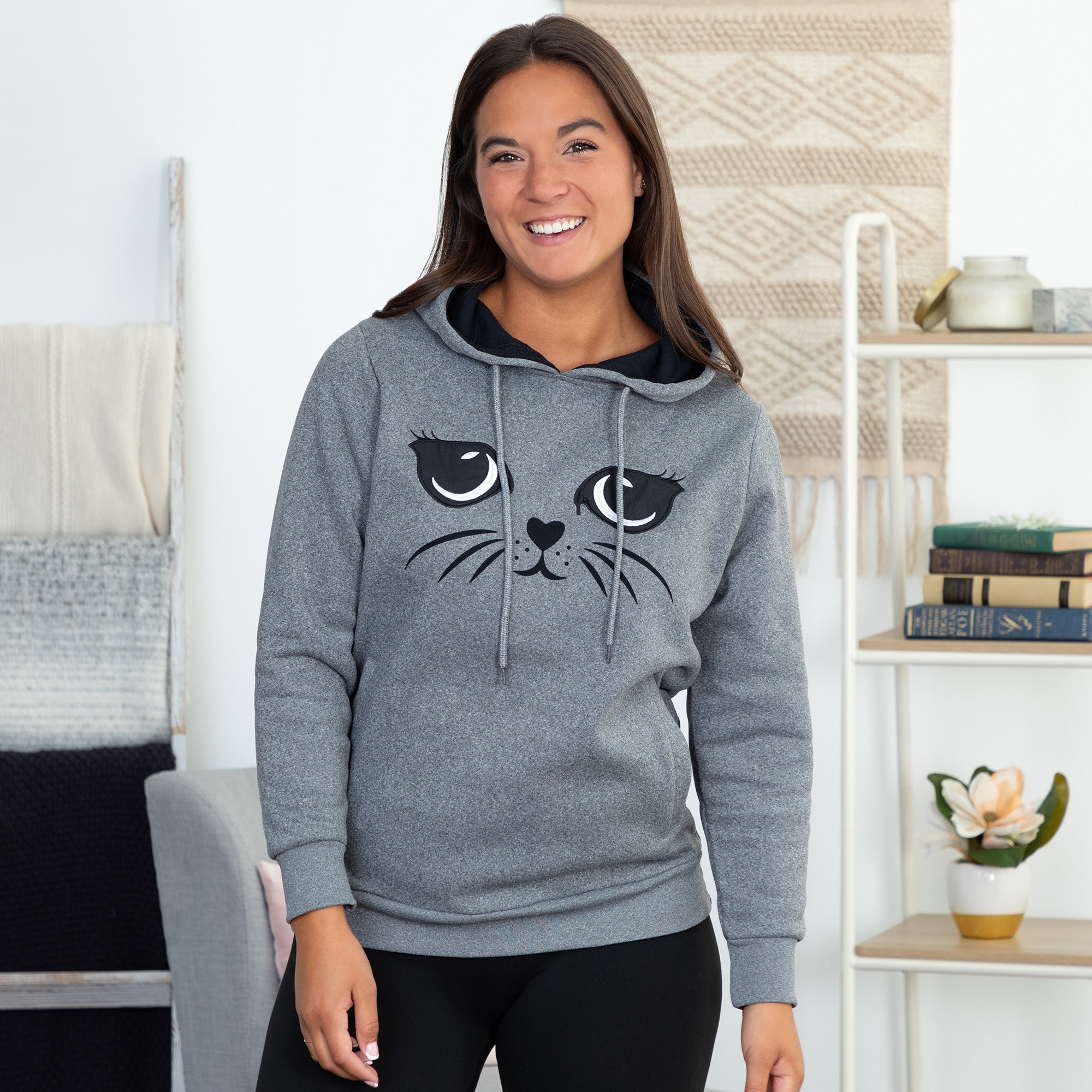 Kitty Face Hooded Sweatshirt、mySite、camillekostekn