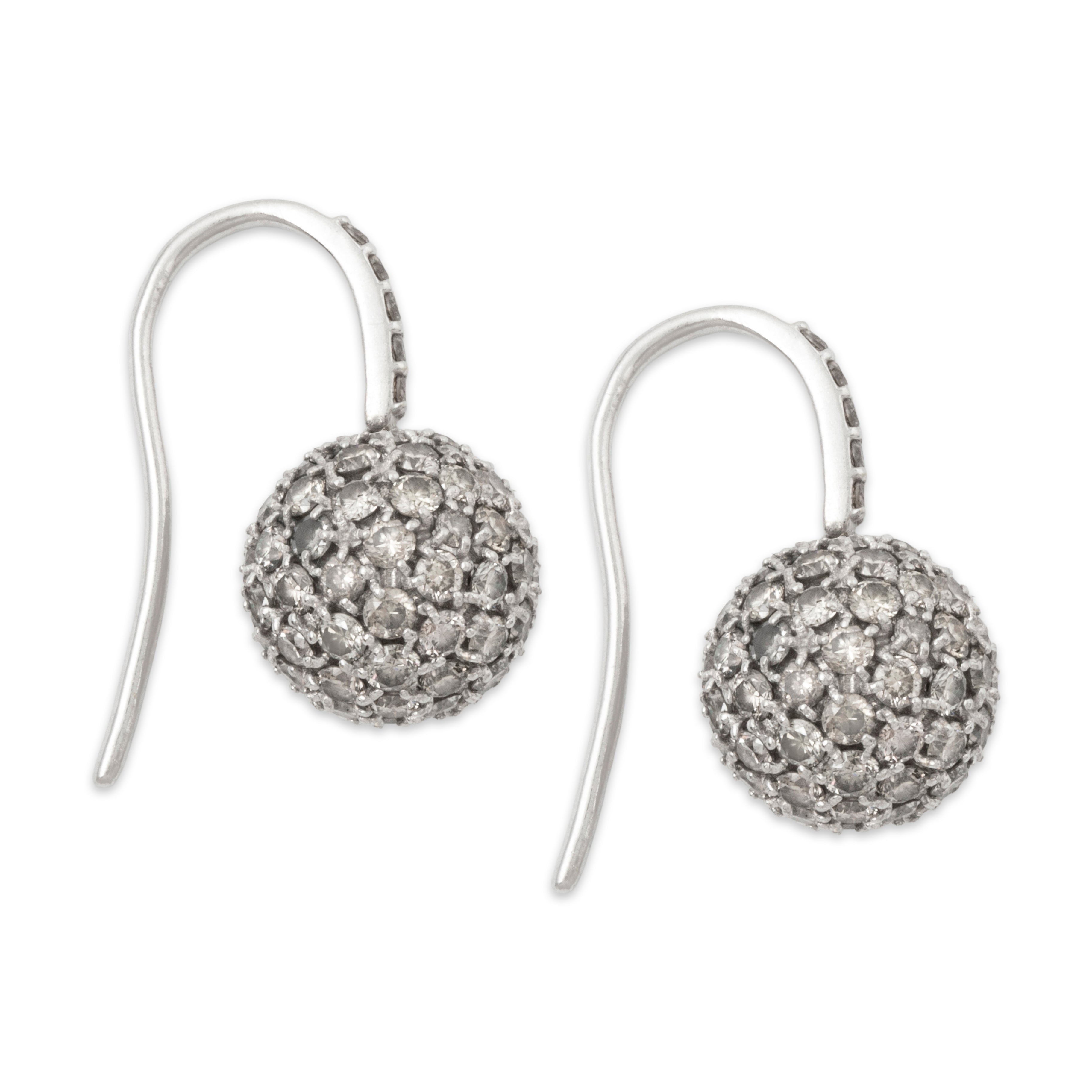 Vintage 18k White Gold 1.75cttw Champagne Diamond Brilliant Dangle Earrings、mySite、hinf8tx79