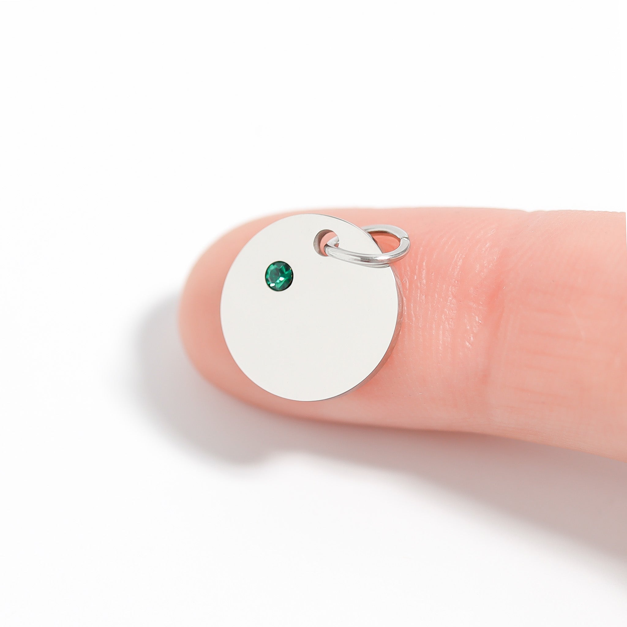 Stainless Steel 1/2 CZ Birthstone Blank Circle Pendant / SBB0109、mySite、dreamappss