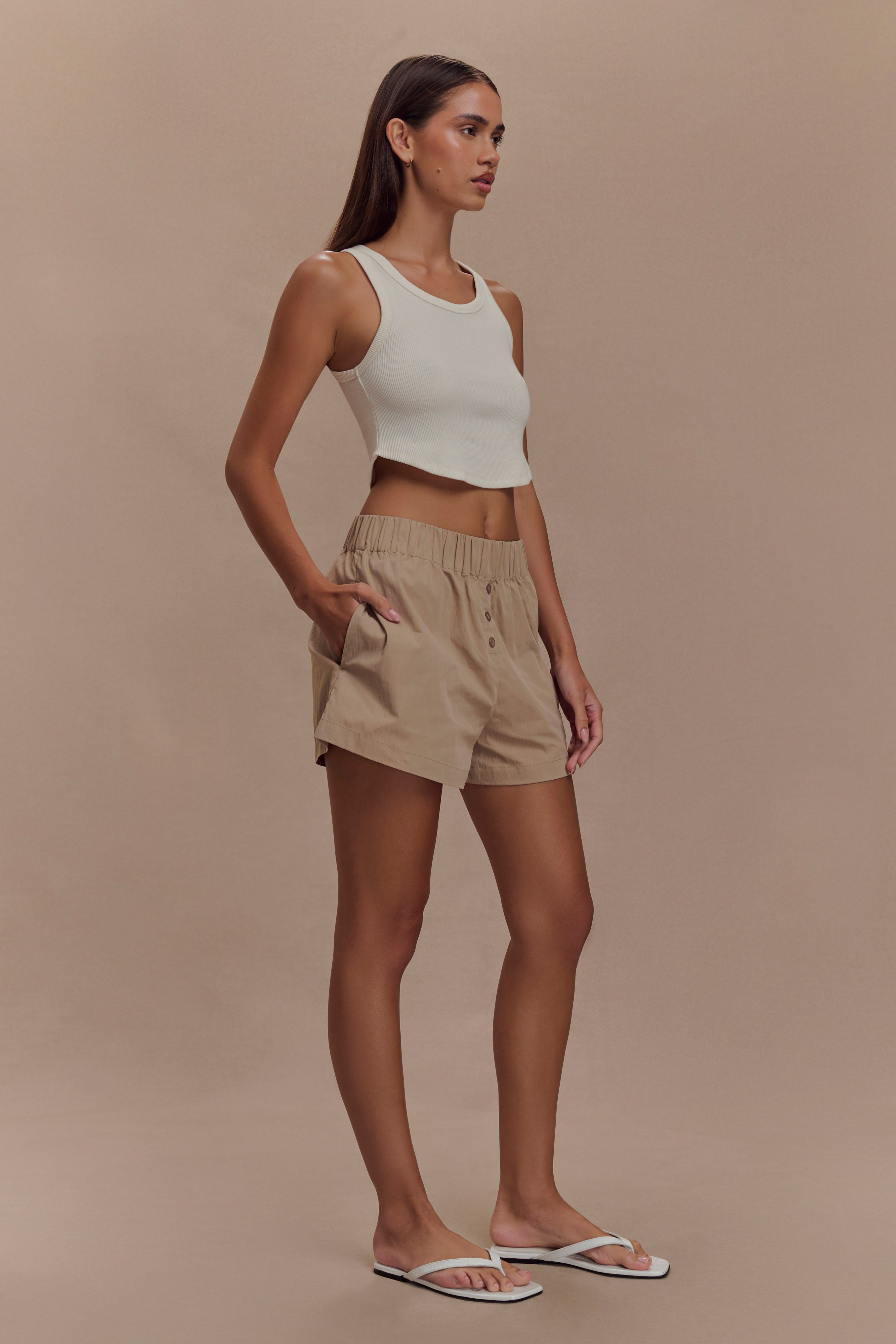 Johanna Cotton Relaxed Shorts - Sand、mySite、solidvoid
