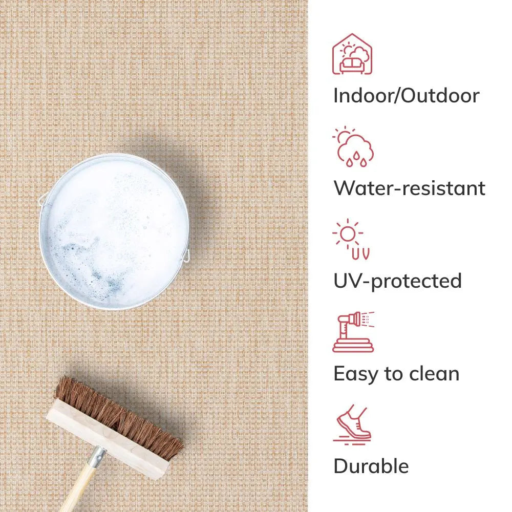 Odin Solid & Striped Border Indoor Outdoor Taupe Flatweave Rug、mySite、gigharbornorthrealestate