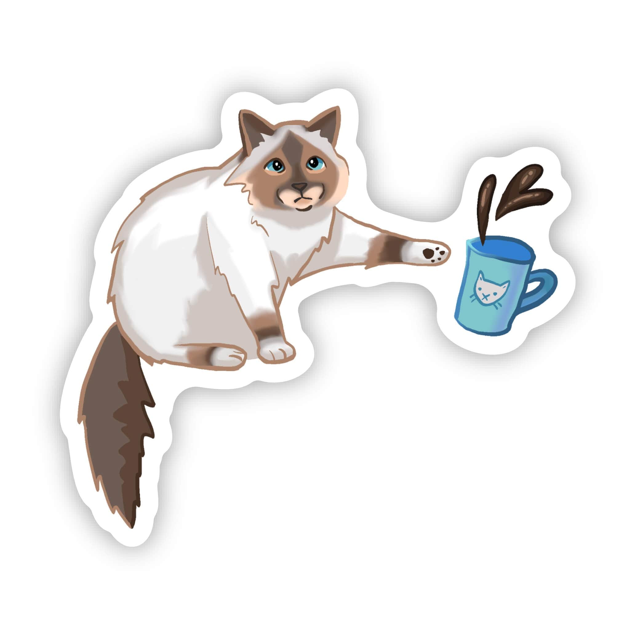  Cat Knocking Over Coffee Sticker、mySite、elrpsem3k