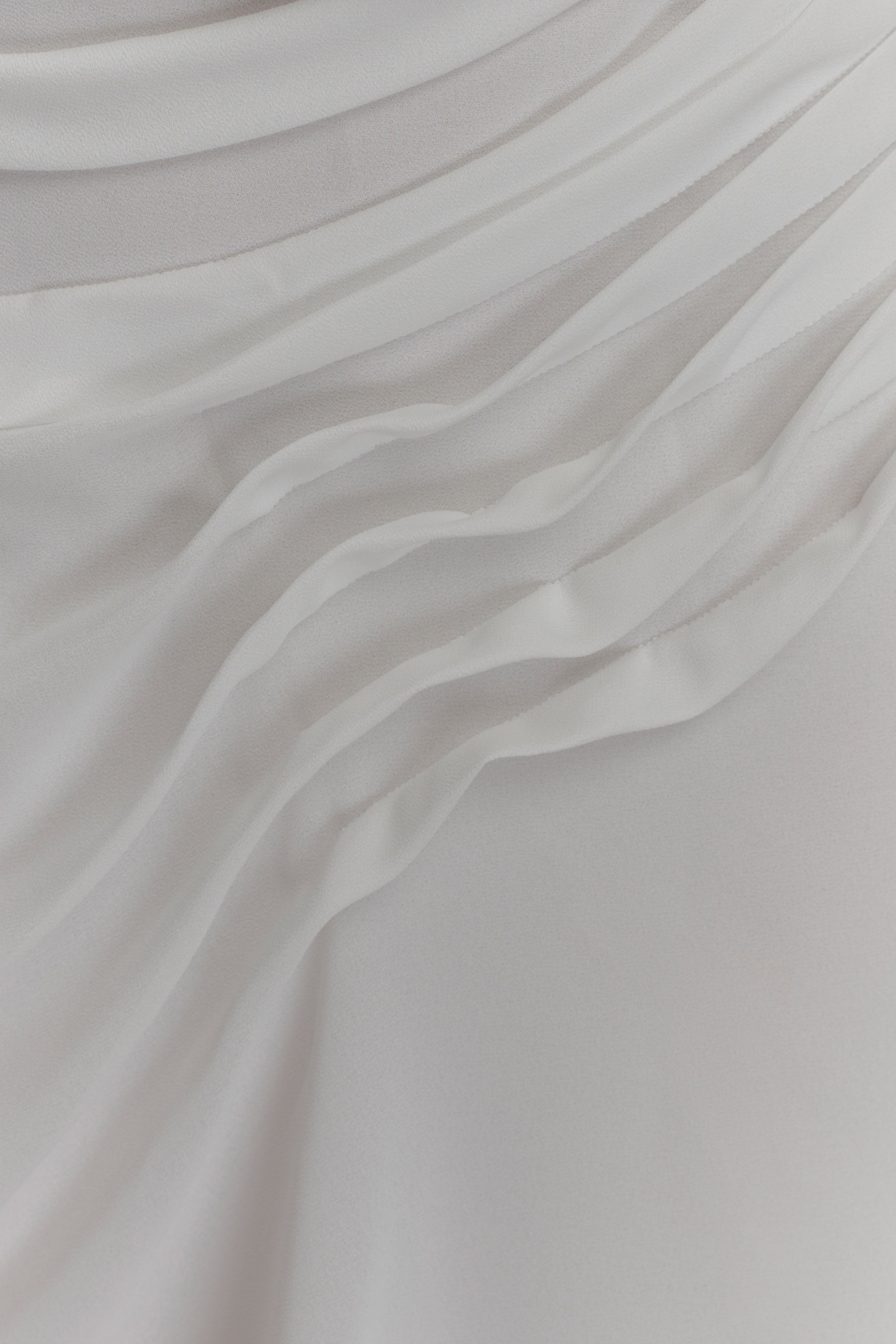 Oria Chiffon Mini Dress - White、mySite、solidvoid