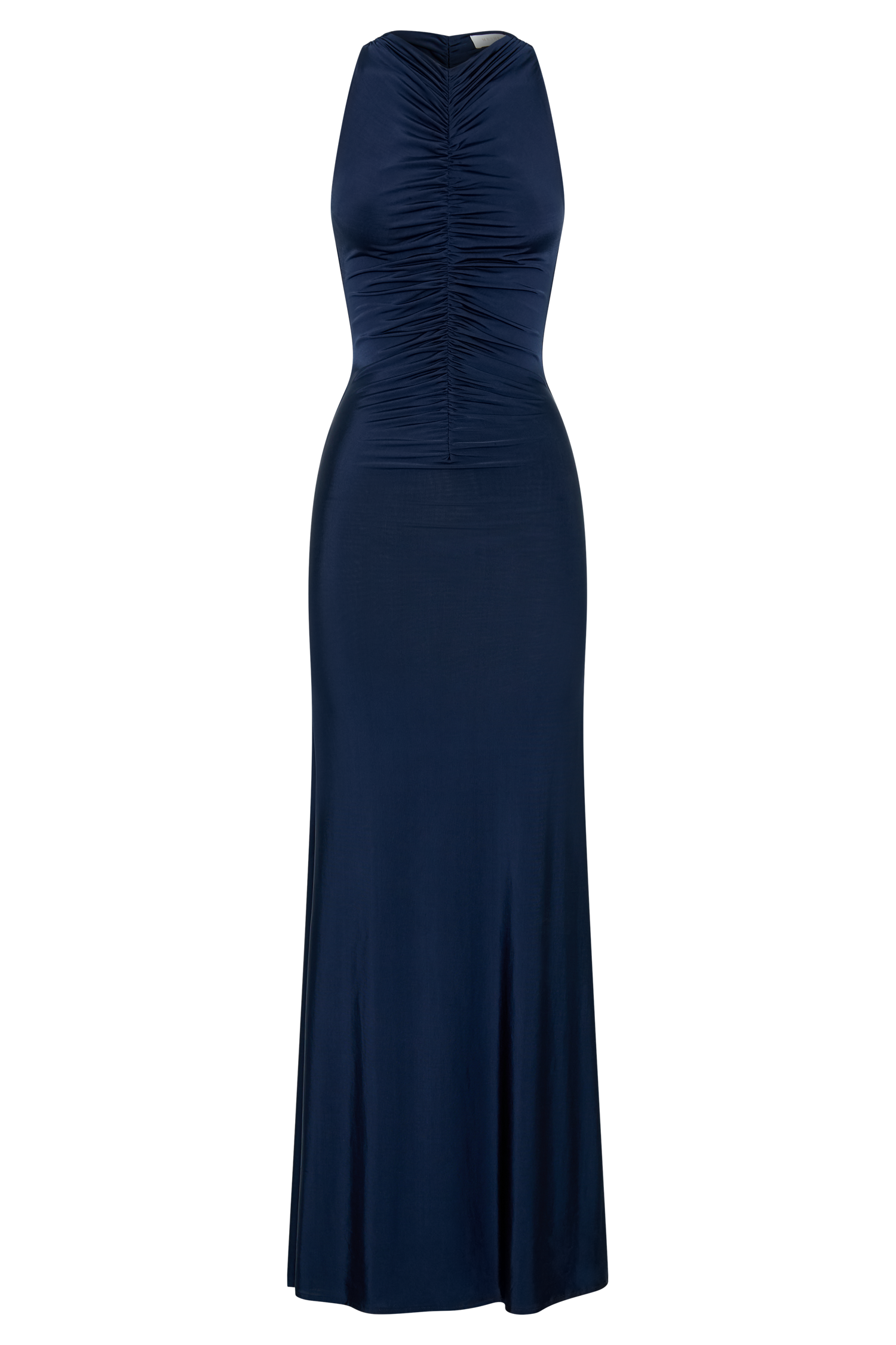 Priya Slinky Ruched Halter Maxi Dress - Navy、mySite、solidvoid