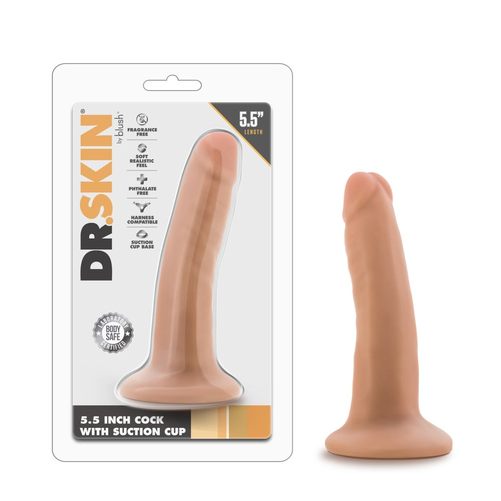 Dr. Skin By Blush® | Realistic Vanilla 5.5-Inch Long Dildo With Suction Cup Base、mySite、bottomscart