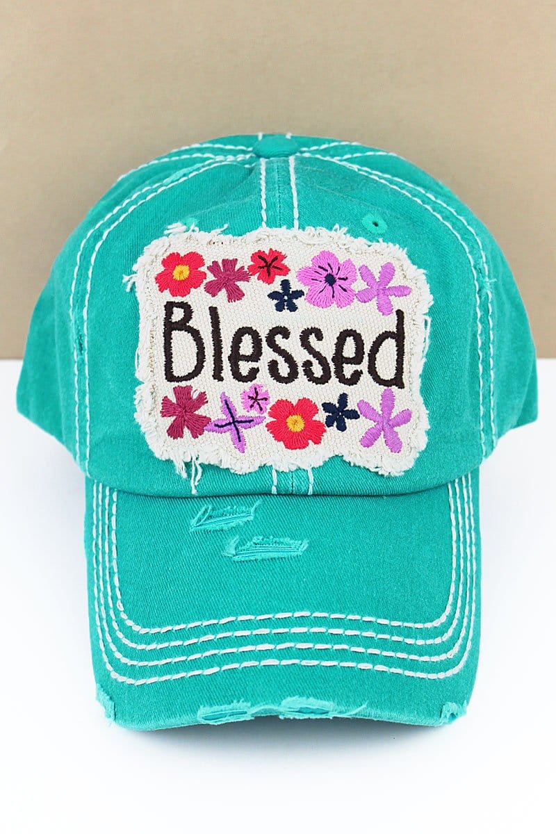 Blessed Distressed Floral Hat*、mySite、g9winljtr