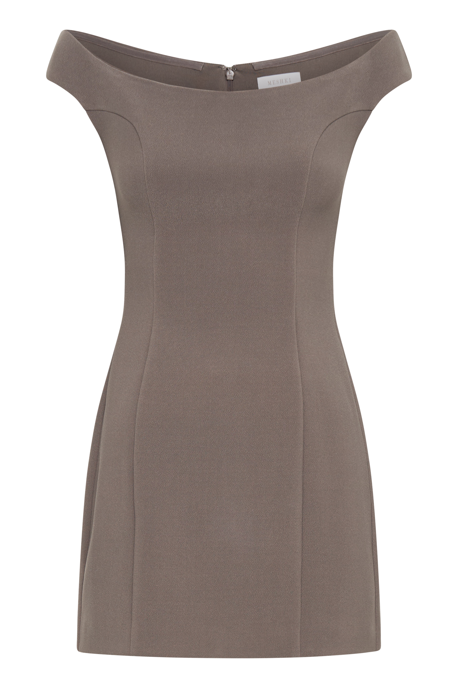 Cassidy Crepe Off Shoulder Mini Dress - Smoke、mySite、solidvoid