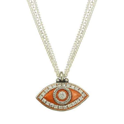 Michal Golan Orange and Silver Evil Eye Triple Strand Necklace、mySite、topwebapps