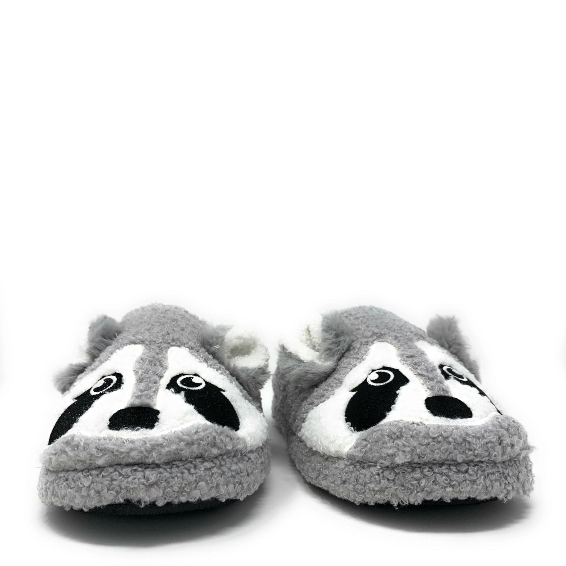 Raccoon | Women's Funny Fluffy House Sherpa Animal Slippers、mySite、g9winljtr