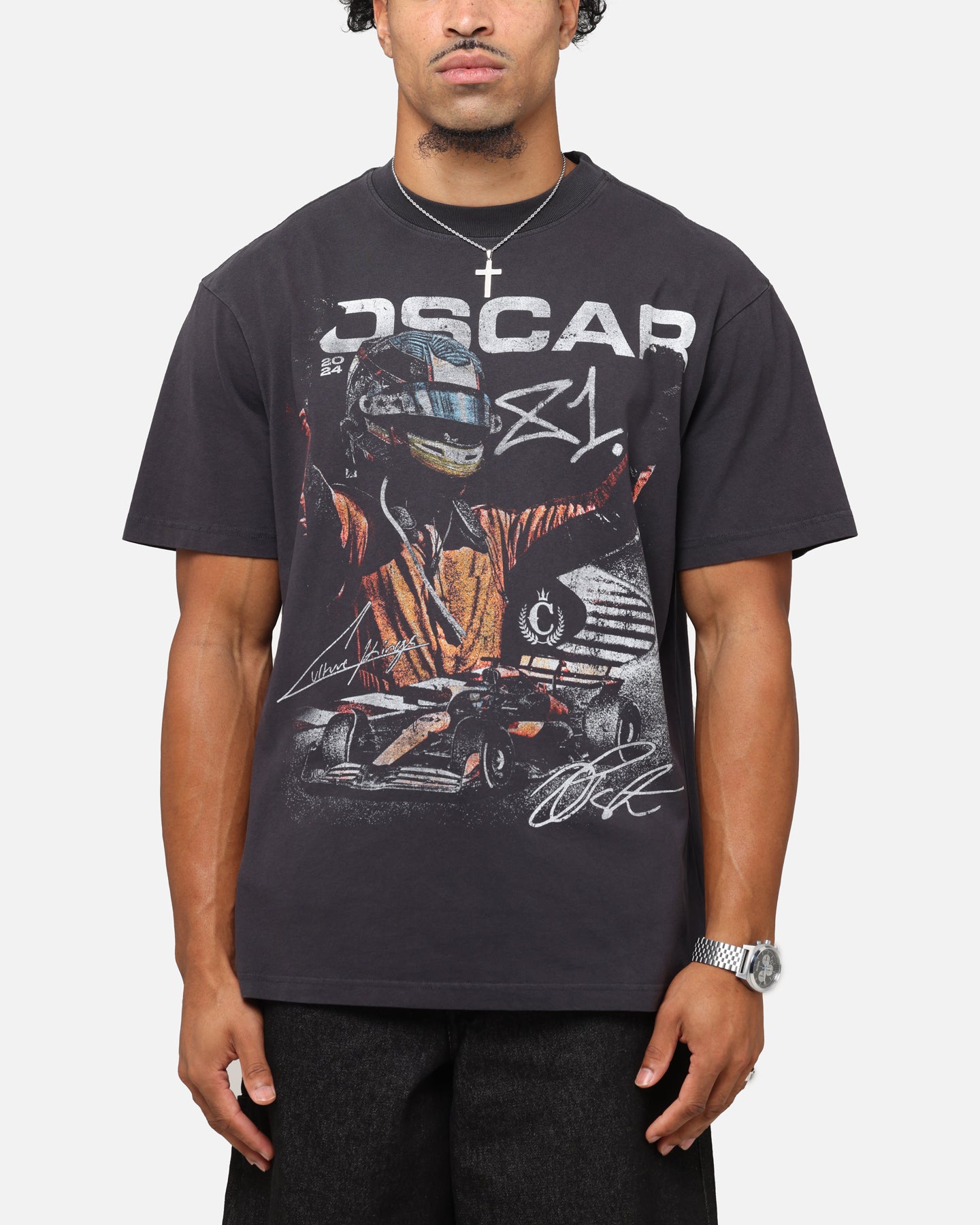 Mitchell & Ness X Mclaren Oscar Piastri Victory T-Shirt Faded Black、mySite、zt4zffjzw