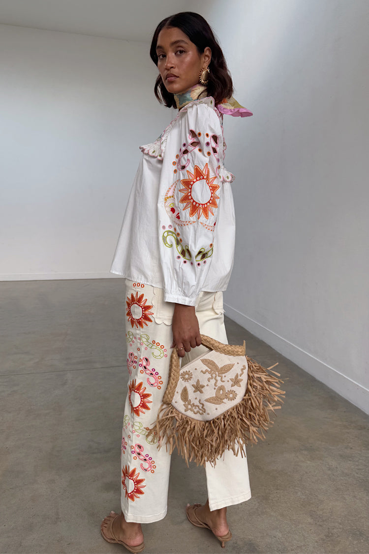 Ecru Enchanted Cut Work Scallop Jeans、mySite、solidvoid