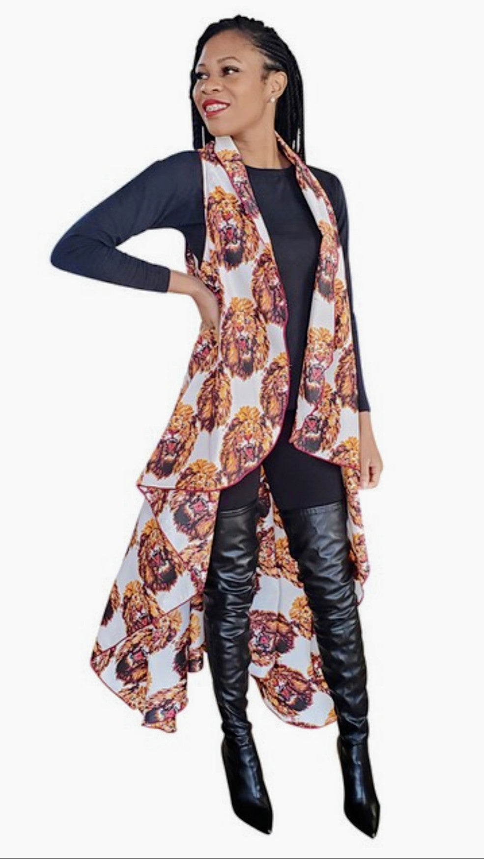 Odum African Print Ankara Lion Shawl Vest - DPPSIS426、mySite、solidvoid