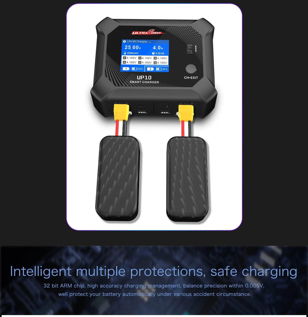 UltraPower UP10 200W 10A 1-6S Dual Channel AC/DC Smart Charger