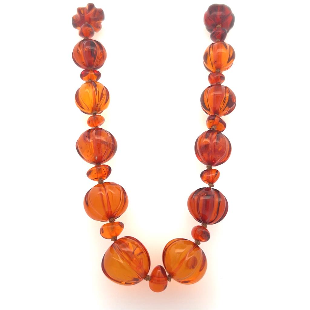  Estate 14K Yellow Gold Filled Amber Bead Necklace