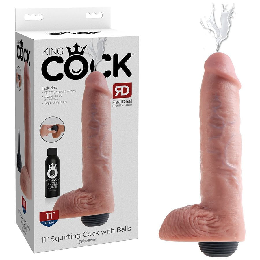King Cock 11 Inch Huge Squirting Realistic Dildo with Balls、mySite、bottomscart