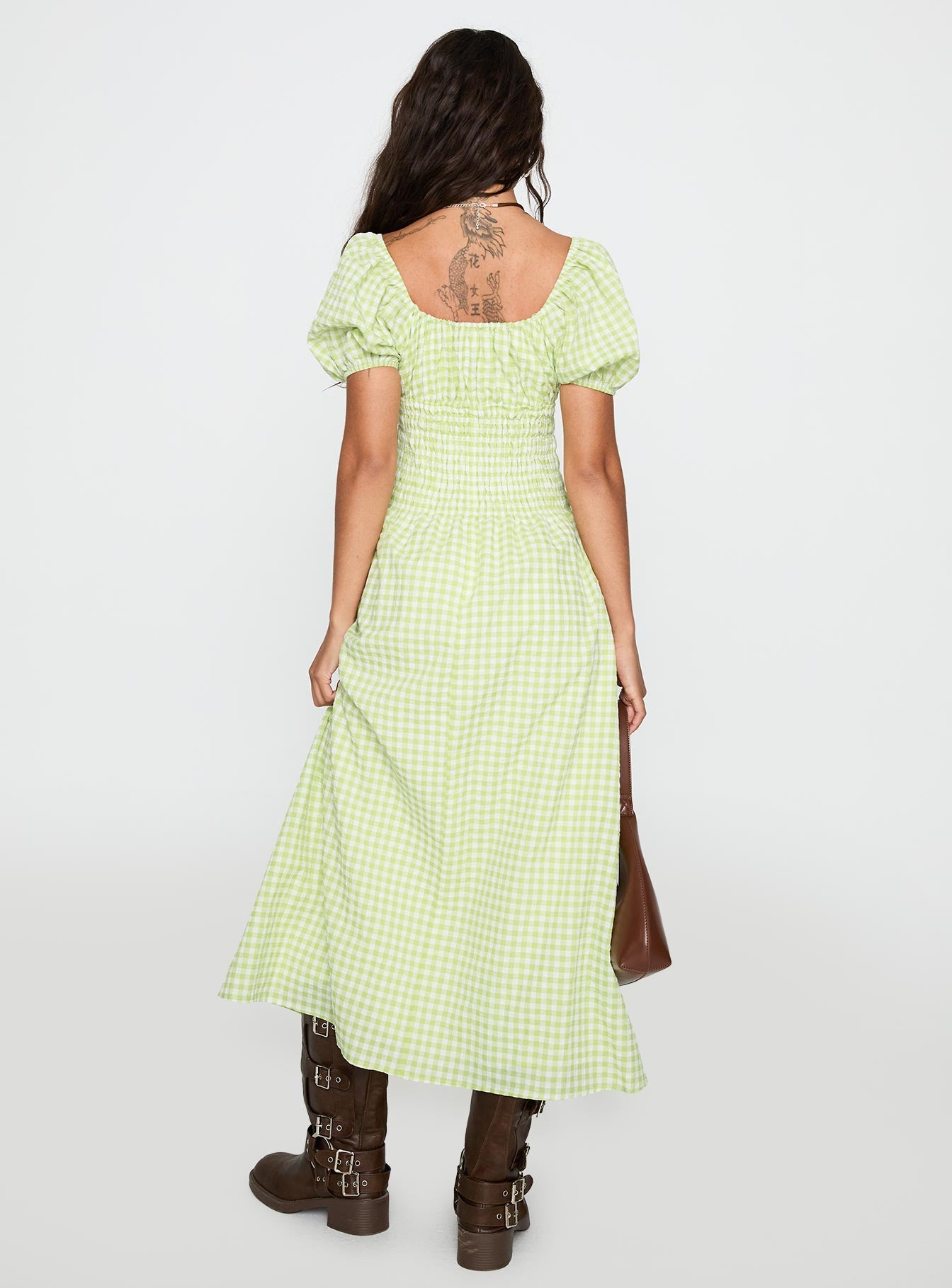 More Than Butterflies Maxi Dress Green Check、mySite、solidvoid