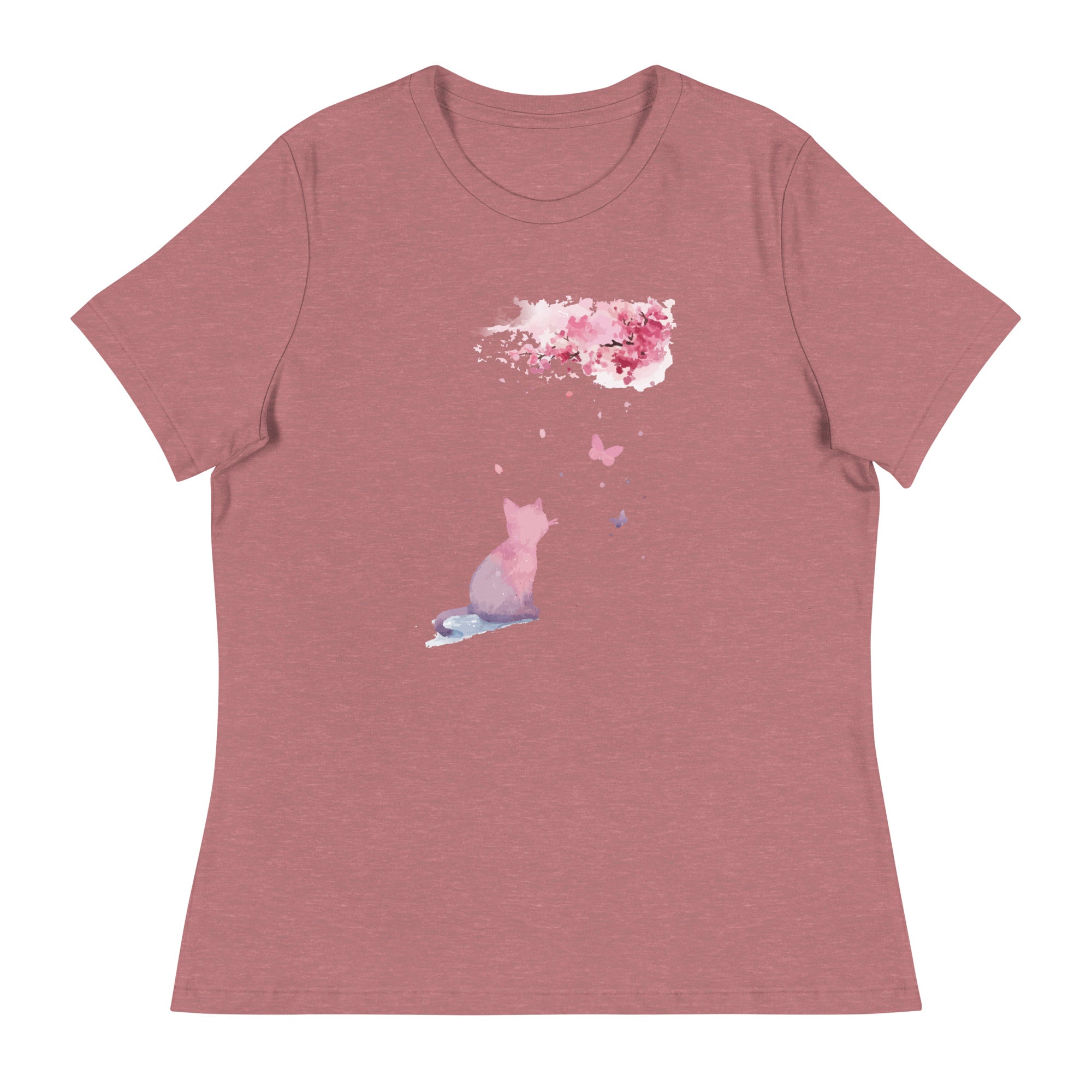 Cherry Blossom Kitten Women's Relaxed T-Shirt、mySite、camillekostekn