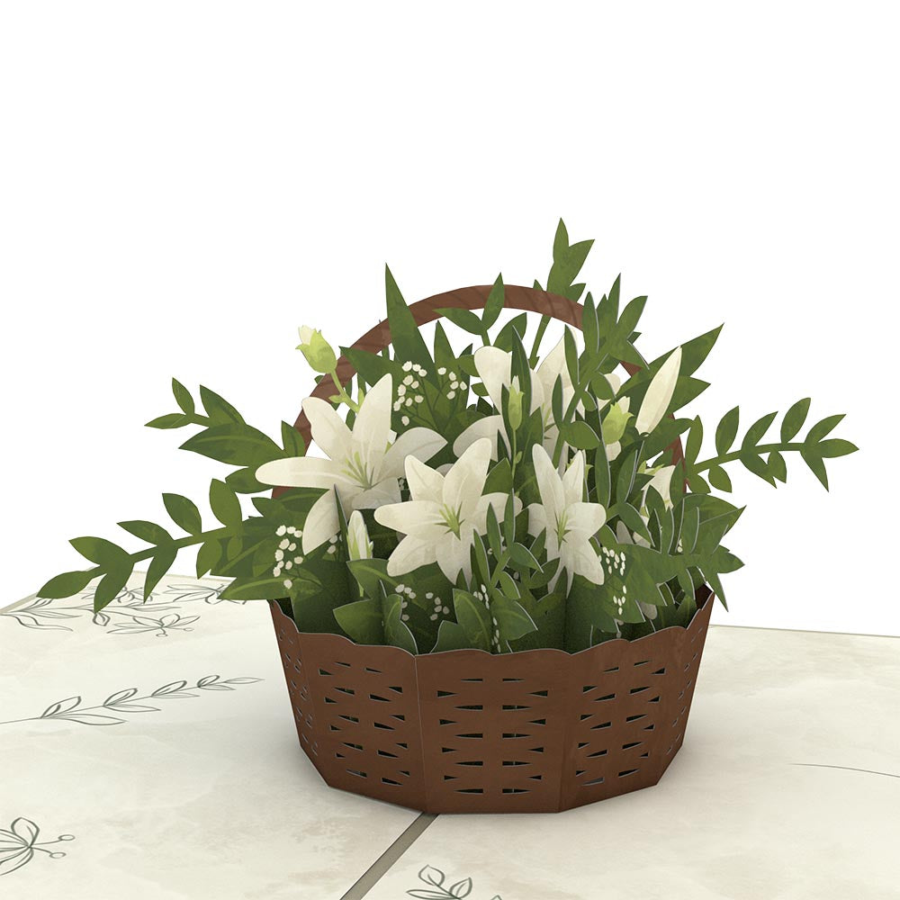 White Flower Basket Pop-Up Card、mySite、solidvoid