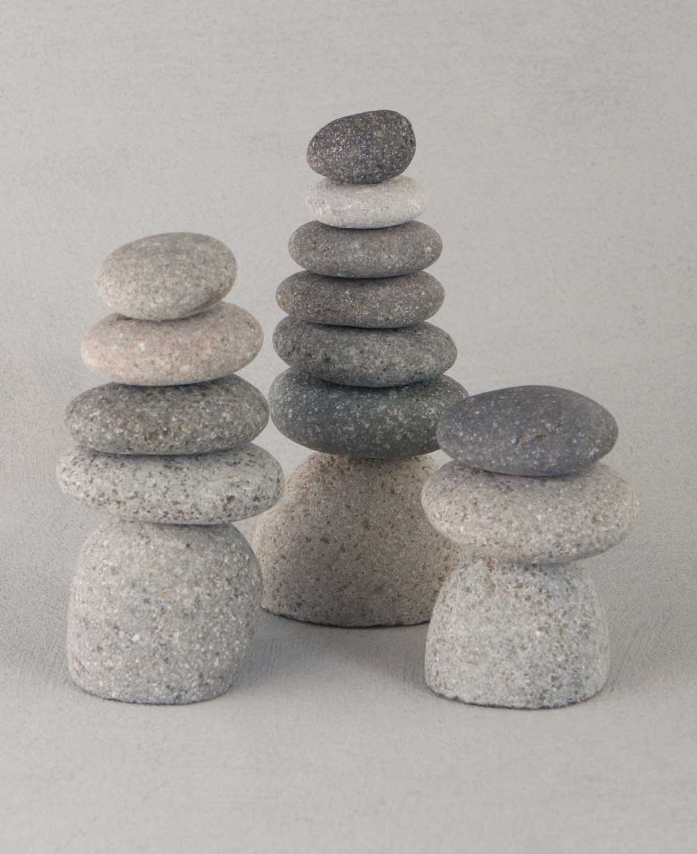 Set of 3 Miniature Stone Zen Cairn Natural Rock Sculptures、mySite、topwebapps