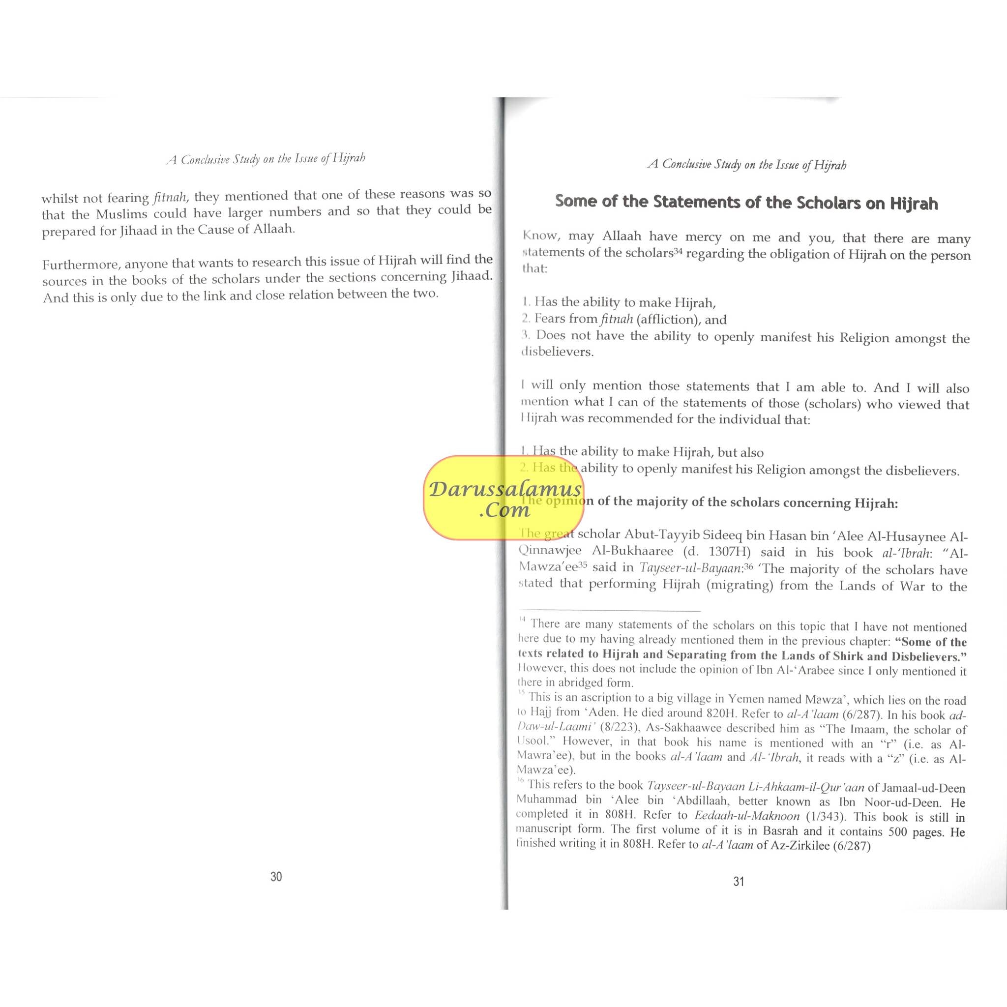A Conclusive Study on the Issue of Hijrah and Separating from the Polytheists By Husayn bin 'Awdah Al-'Awaayishah、mySite、topwebapps