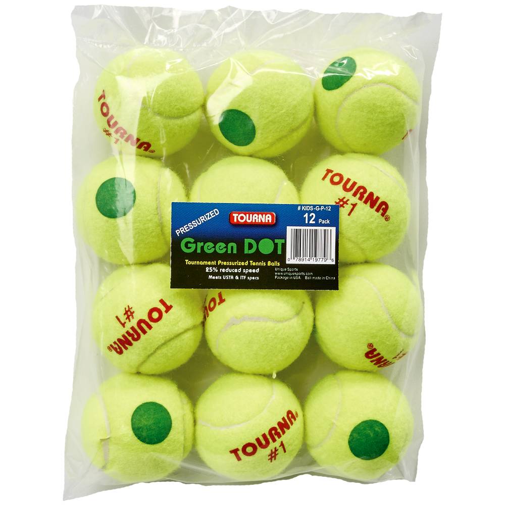 Tourna Green Stage 1 Junior Tennis Balls - 12 Pack