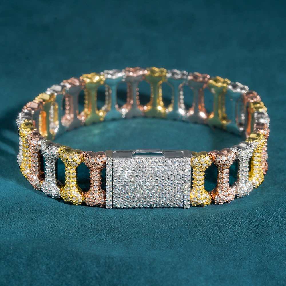 16MM Moissanite Bone Link Bracelet 14K Gold、mySite、hinf8tx79