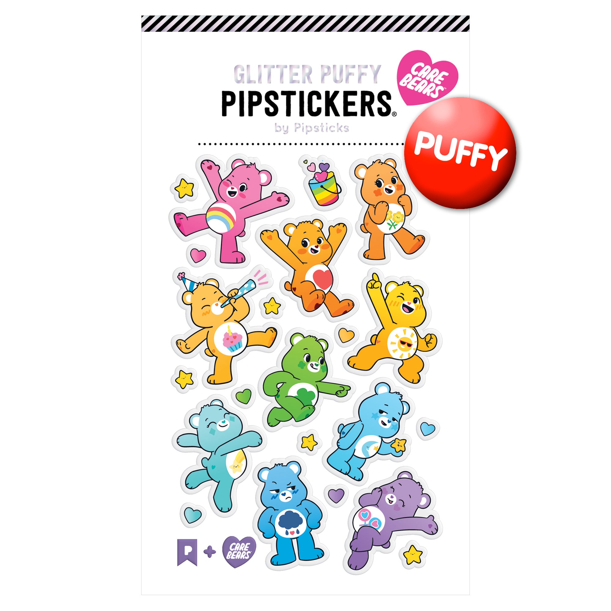  Care Bears Rainbow Friends Glitter Puffy Stickers、mySite、ghnorth