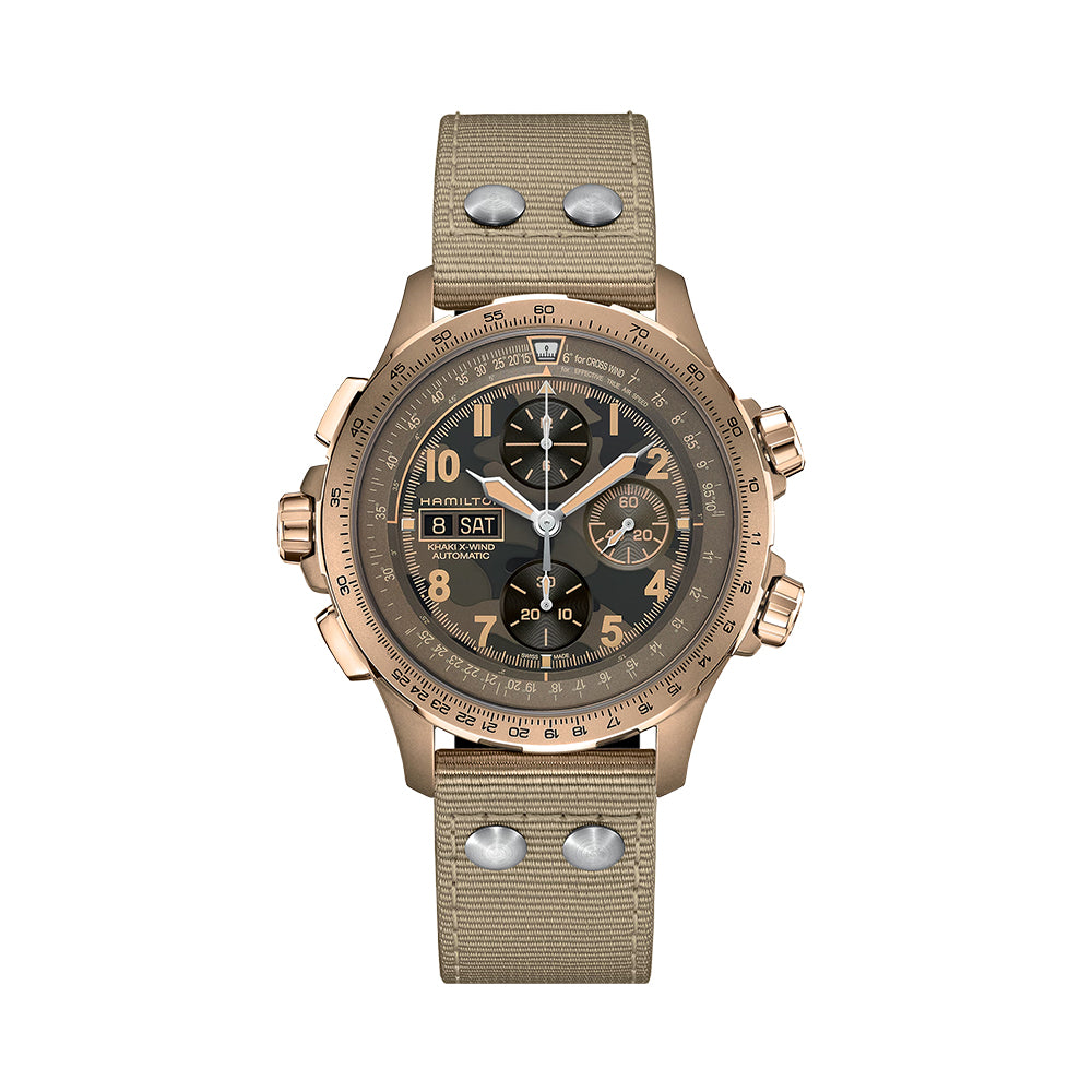 Khaki Aviation X-Wind Auto Chrono 45mm - Brown on Textile Strap、mySite、botmansion