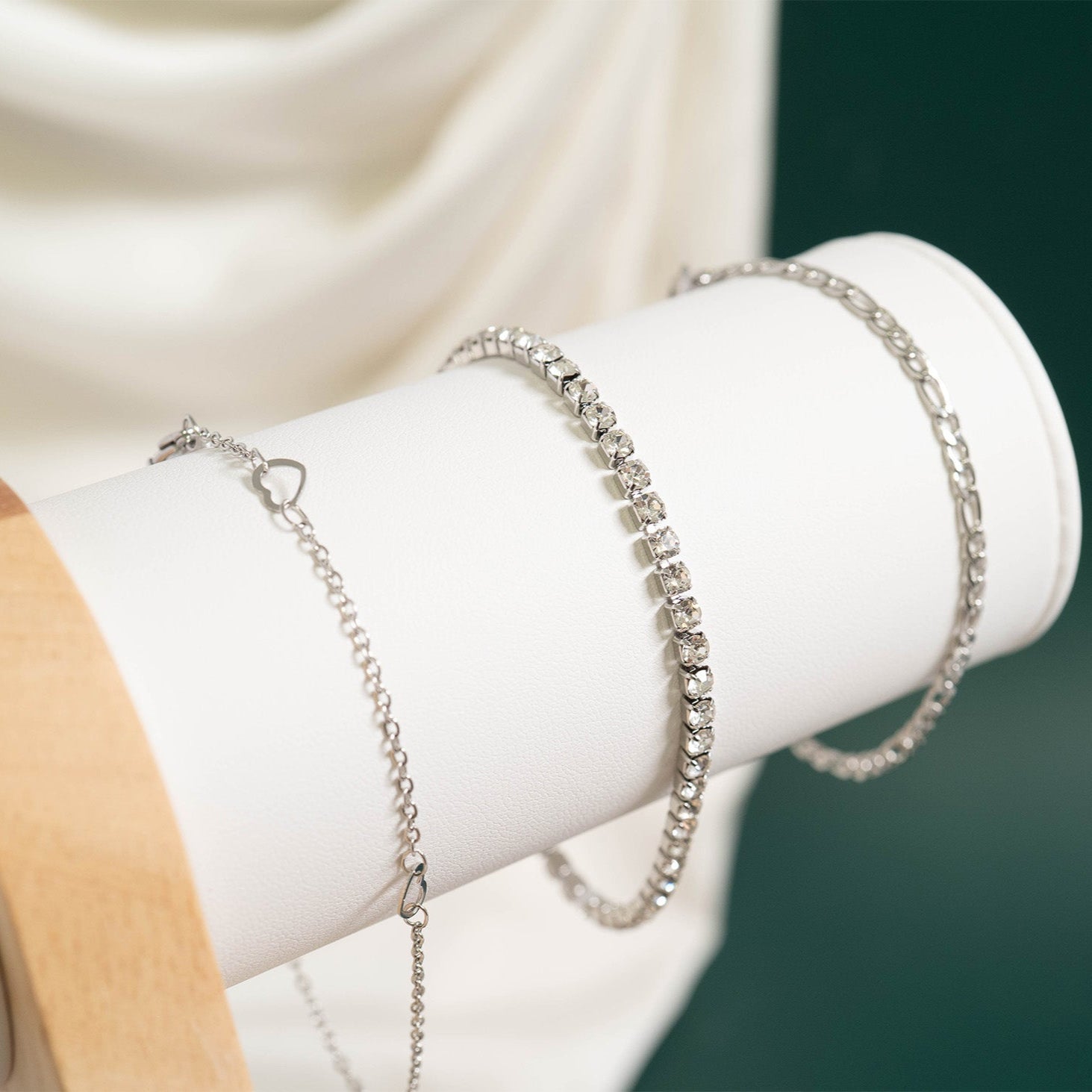 18K Gold PVD Stainless Station Hearts Anklet / BRJ1027、mySite、dreamappss