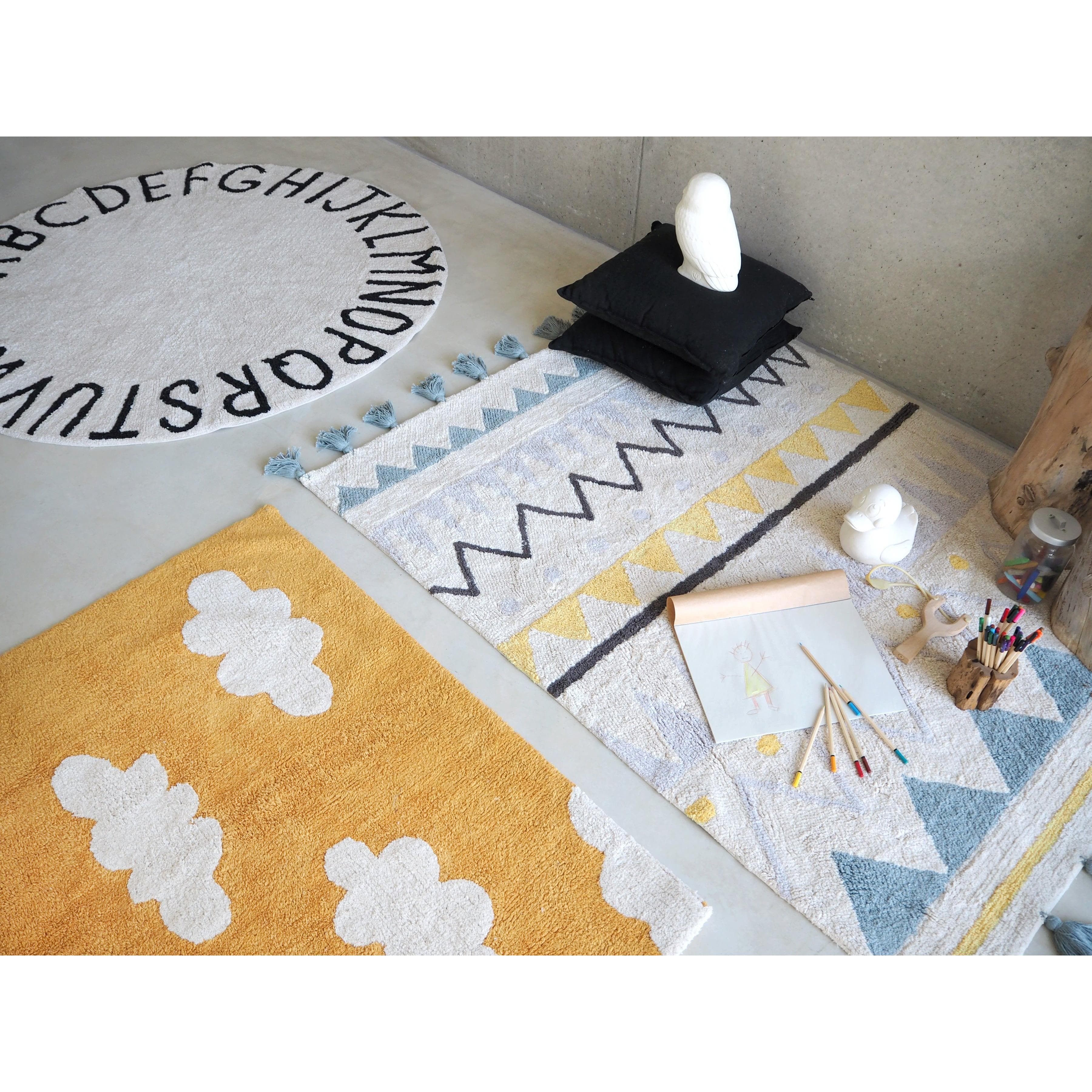 Azteca Natural Vintage Blue Machine Washable Area Rug、mySite、gigharbornorthrealestate