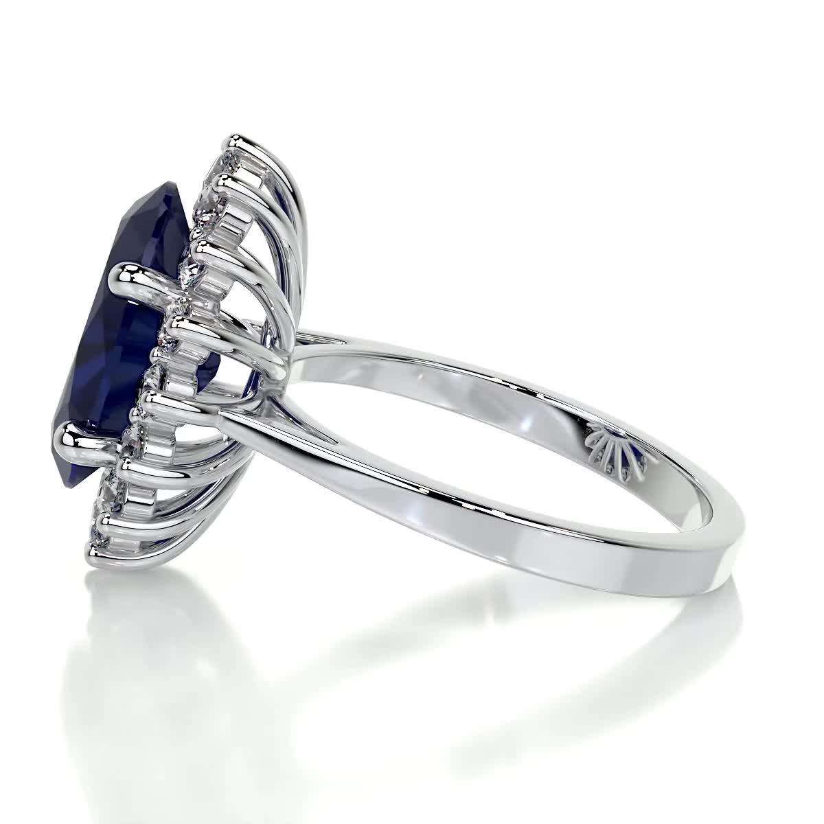Lyn Gemstone & Diamonds Ring (7 Carat) - 14K White Gold、mySite、hinf8tx79