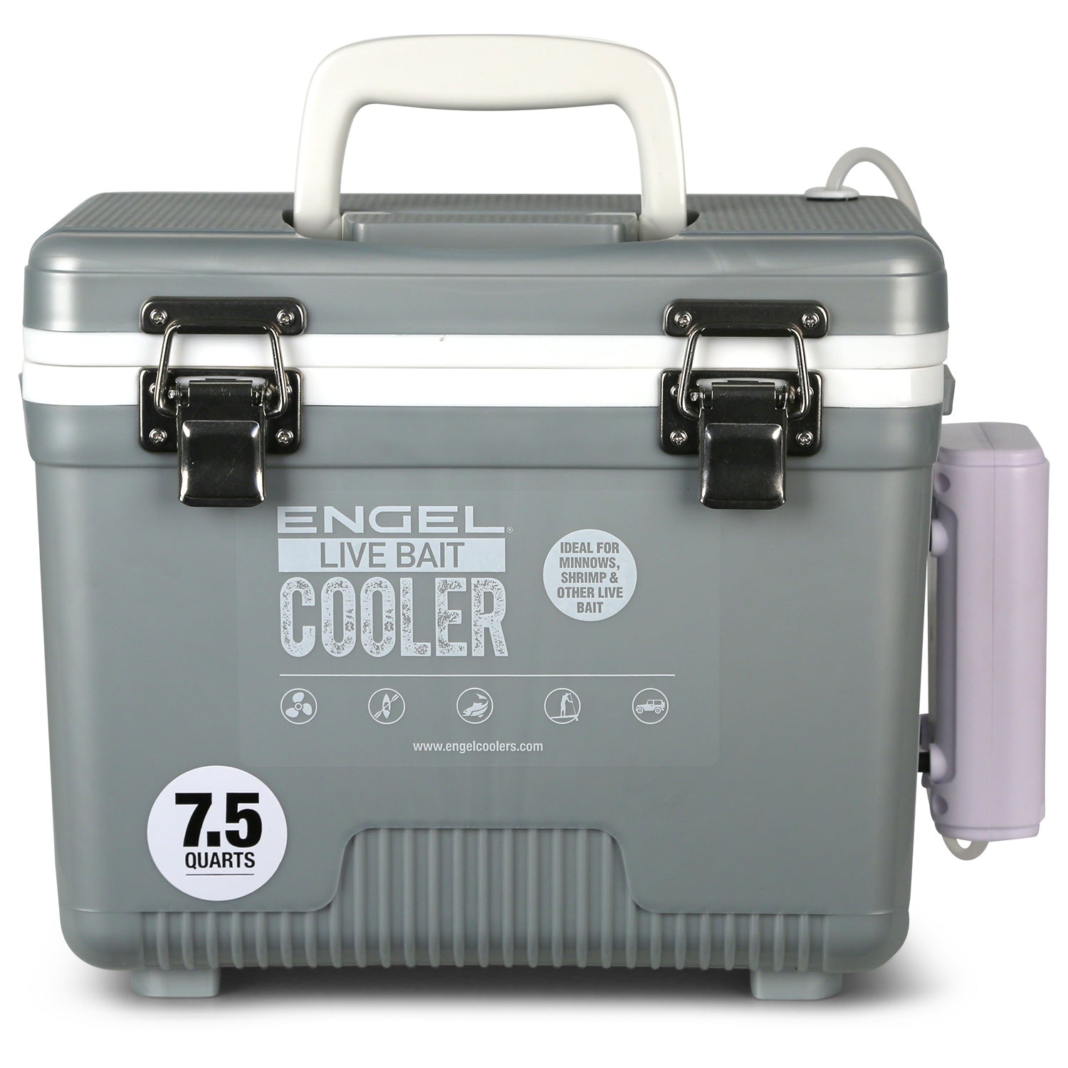 Engel 7.5Qt Live bait Pro Cooler with AP3 Rechargeable Aerator & Stainless Hardware、mySite、noshort
