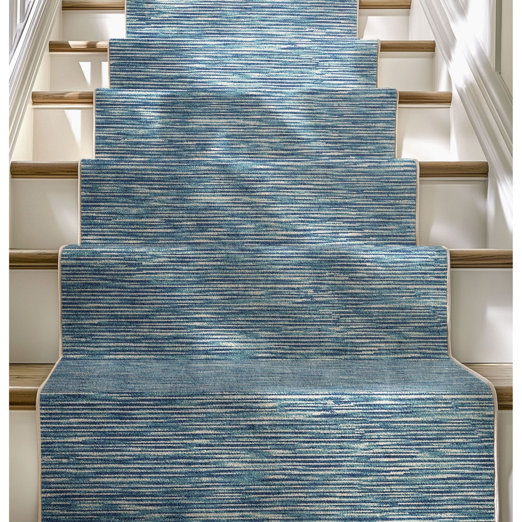 Custom Size Runner Striations Modern Striped Blue Fog Choose Your Width x Choose Your Length Hallway Runner Rug、mySite、gigharbornorthrealestate