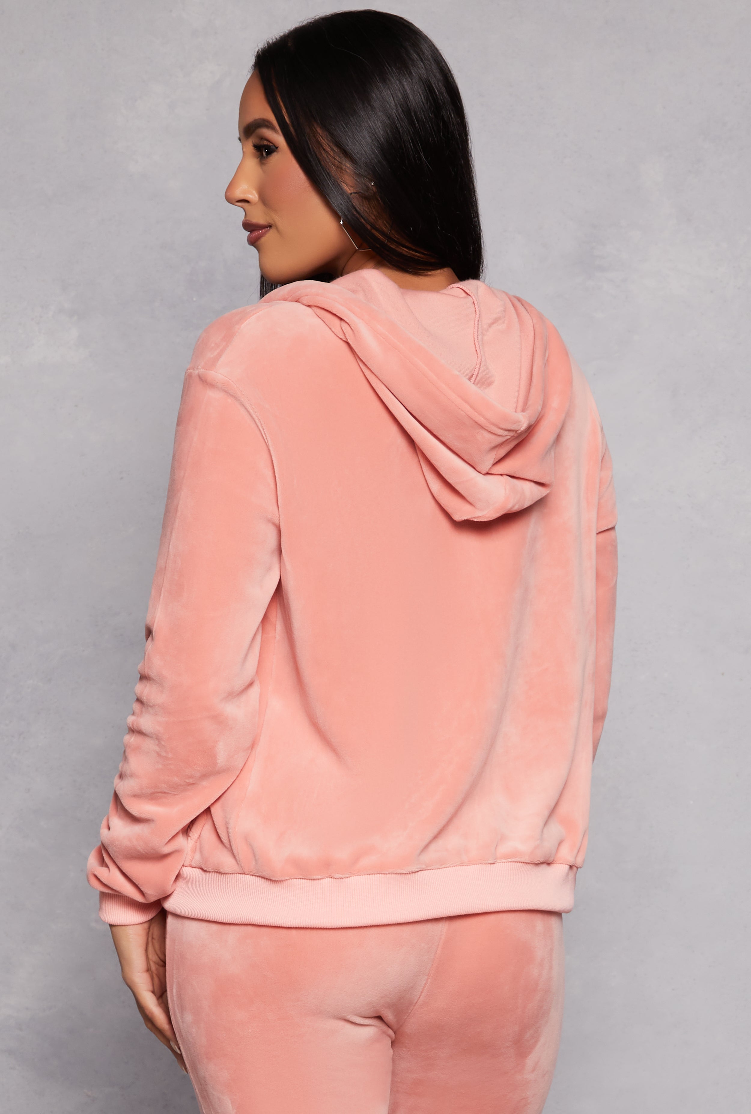 Velour Zip Front Hooded Top、mySite、camillekostekn