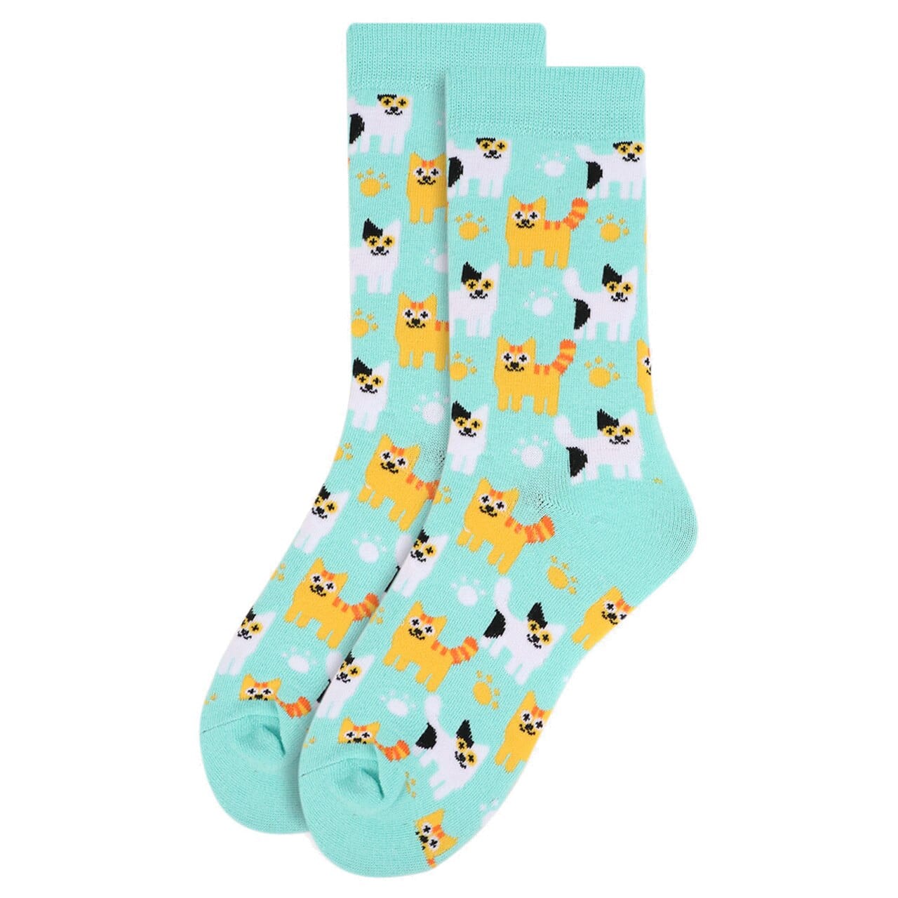 Kitten Cats All Over Crew Socks, 2 Colors, Quality, Unisex、mySite、g9winljtr