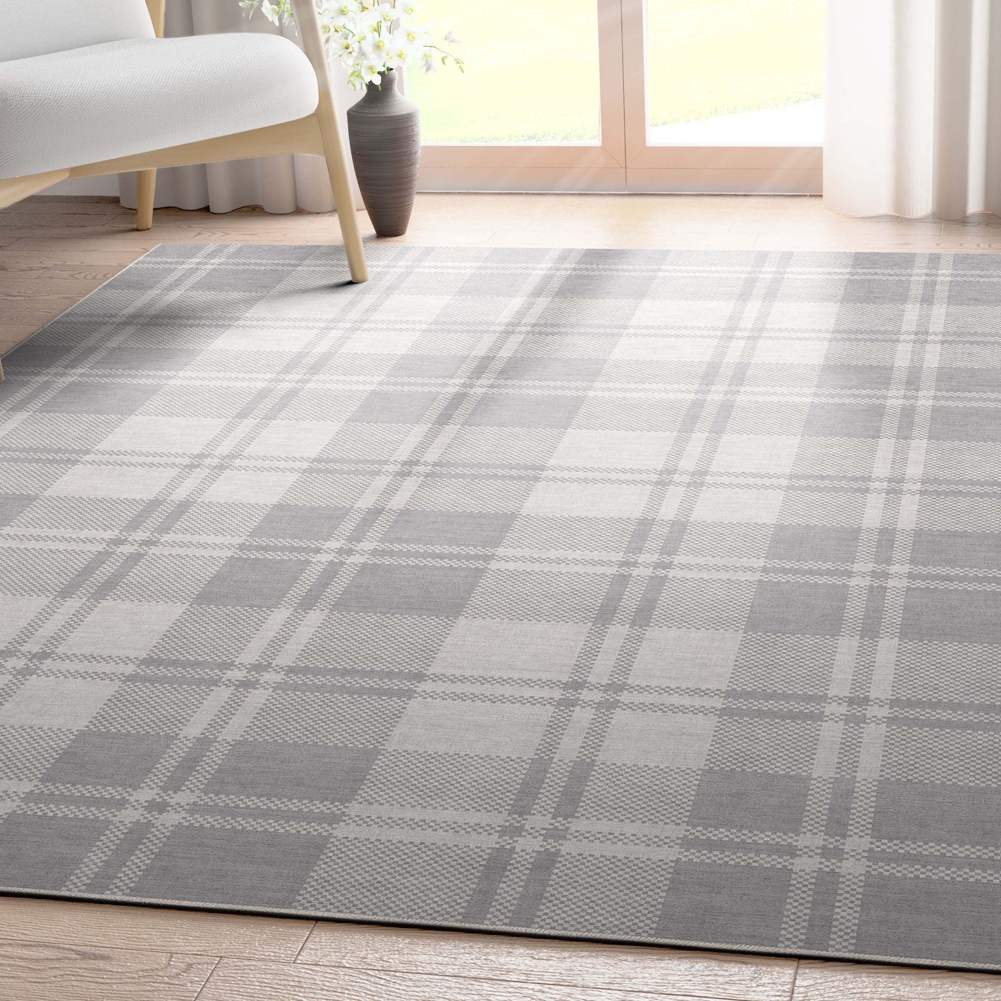 Plaid Modern Geometric Boxes Flat-Weave Rug、mySite、gigharbornorthrealestate