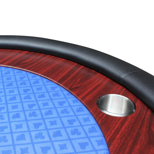 96" Light Series Foldable Poker Table with Wooden Racetrack Felt Stainless Legs Cup Holders Blue、、casual