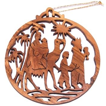  Holy Land Market Magi (Kings from the East) Olive Wood Christmas Ornament - Laser carving (8.7 cm or 3.4 diameter)、mySite、elrpsem3k