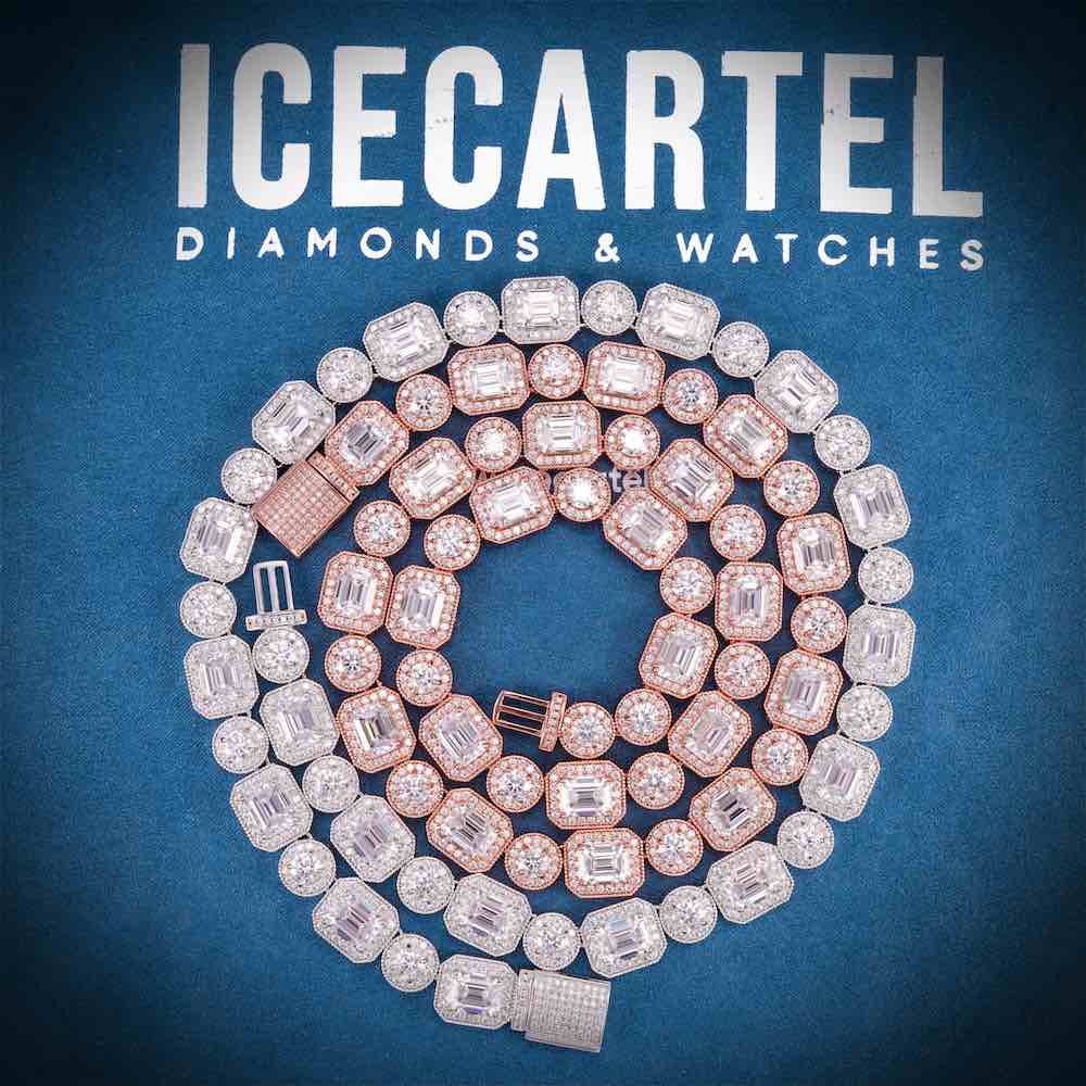 12MM Halo Cluster Iced Out Tennis Chain 14K Gold、mySite、hinf8tx79