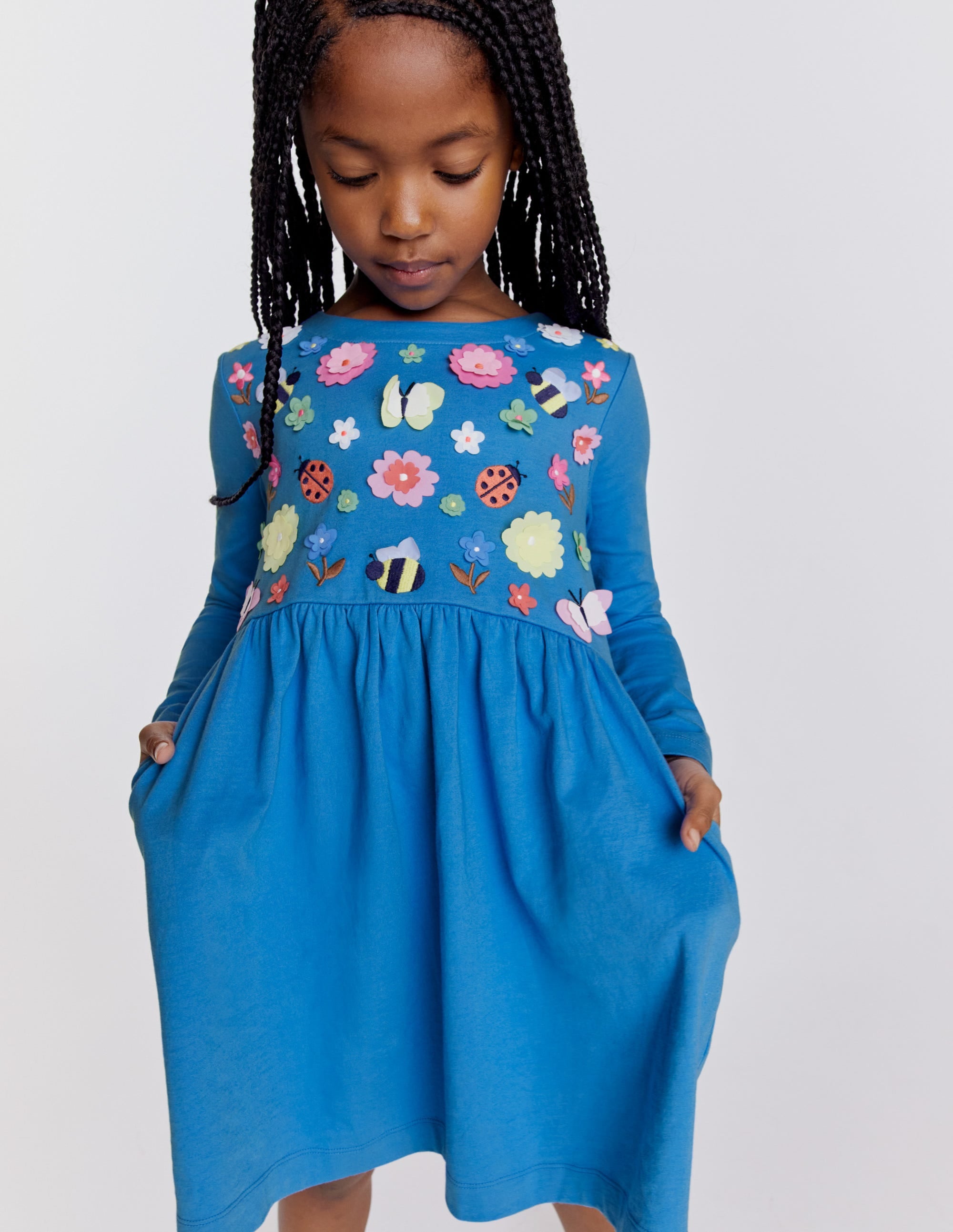  Flutter Jersey Dress-Penzance Blue Floral、mySite、ashleygrahame