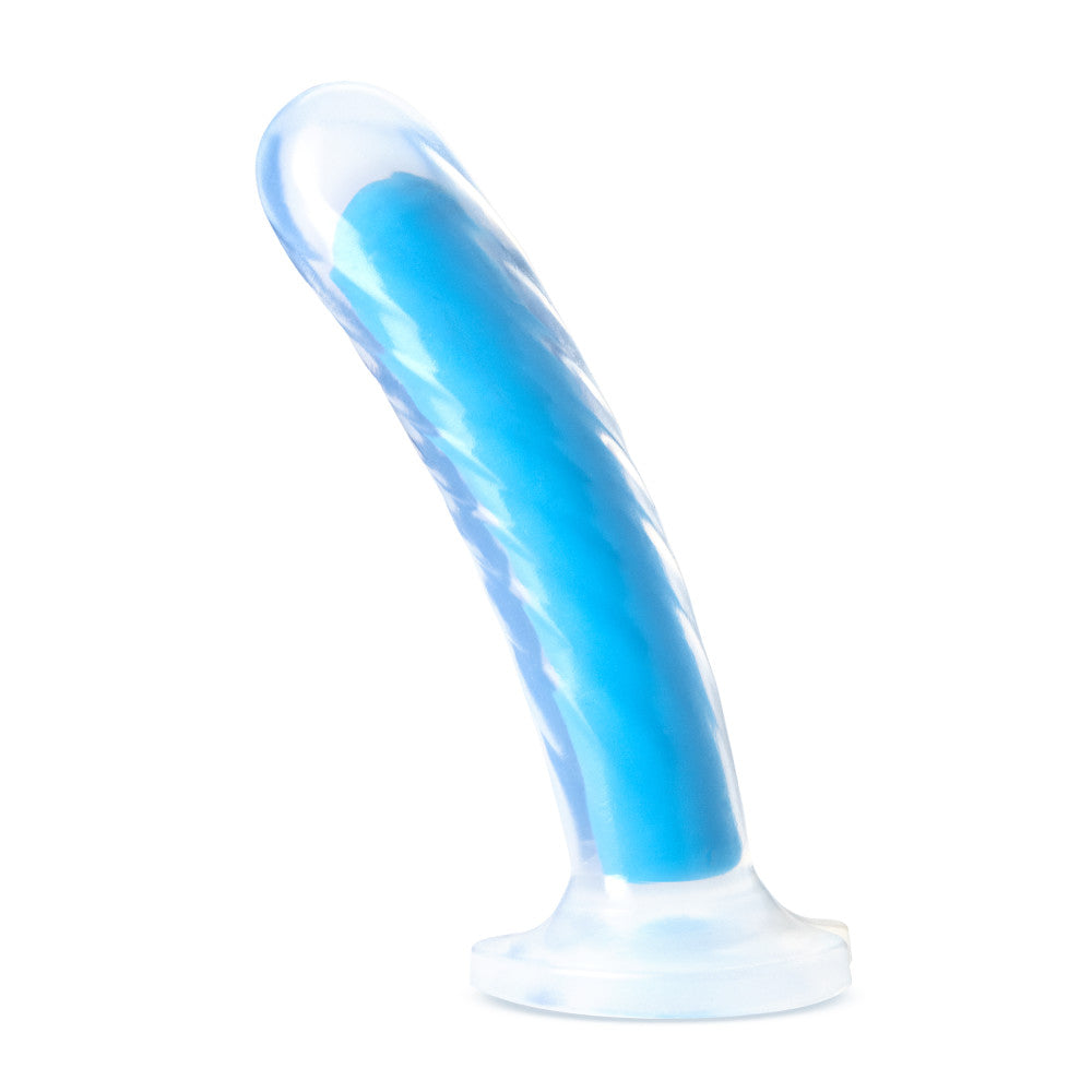Neo Elite By Blush® | Tao Glow In The Dark Neon Blue: 7-Inch Long Dildo - Made with Purio™ Silicone & SensaFeel® Dual Density Realistic Technology、mySite、bottomscart