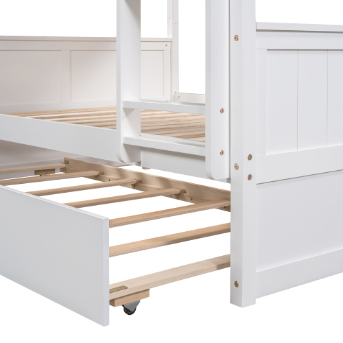 Full Over Full Bunk Bed with Twin Size Trundle, White ( old sku: LP000250AAK )、、casual