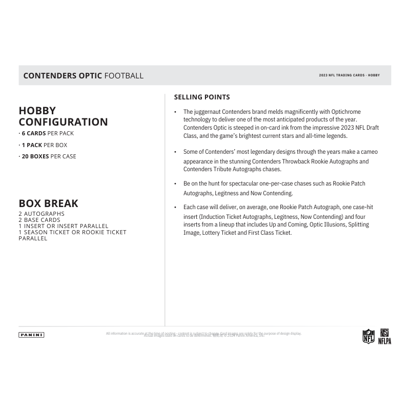 2023 Panini Contenders Optic Football Hobby 20 Box Case、mySite、waistdrama