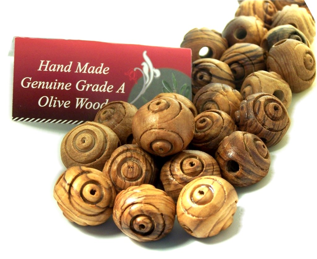  20mm Carved Rosary Olive Wood Beads (60 Beads) - Bethlehem Olive Wood、mySite、elrpsem3k