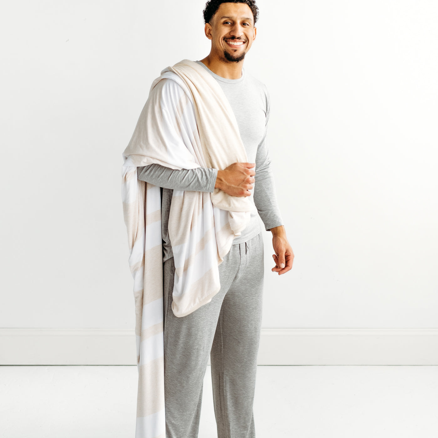 Heather Oatmeal Stripe Oversized Cloud Blanket®、mySite、g9winljtr