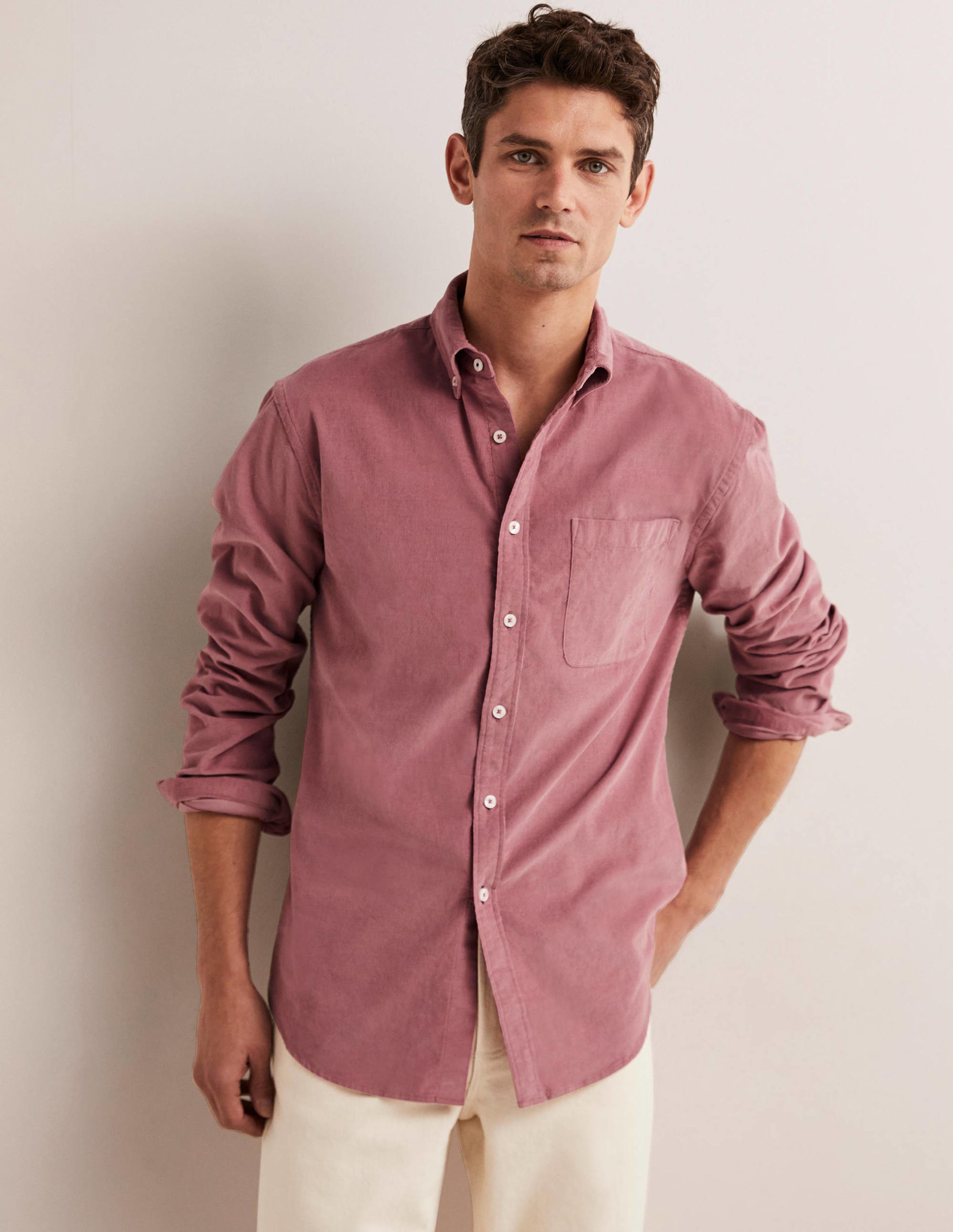  Button Down Cord Shirt-Dusky Pink、mySite、ashleygrahame