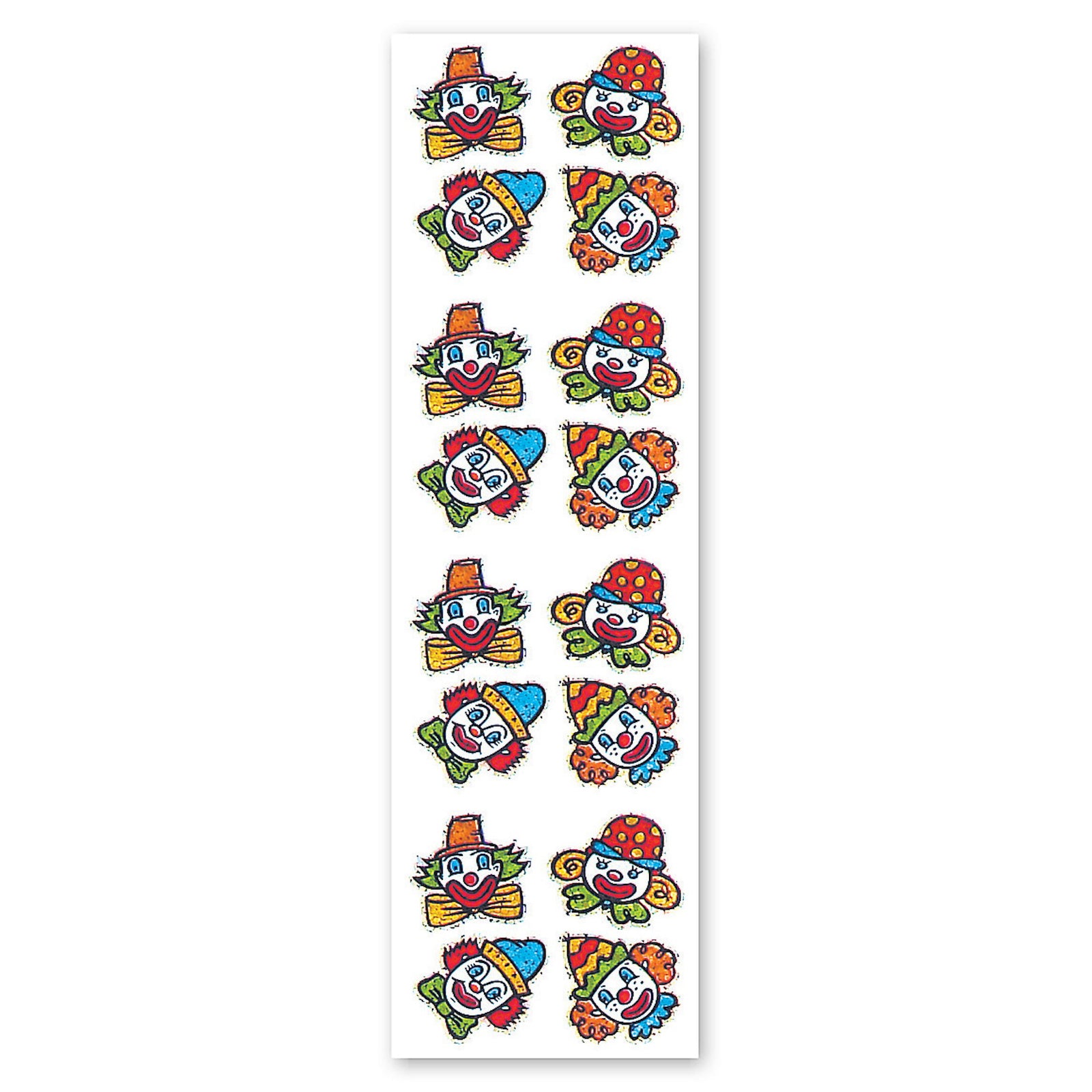  Clown Faces Sparkly Prismatic Stickers - Packaged、mySite、ghnorth