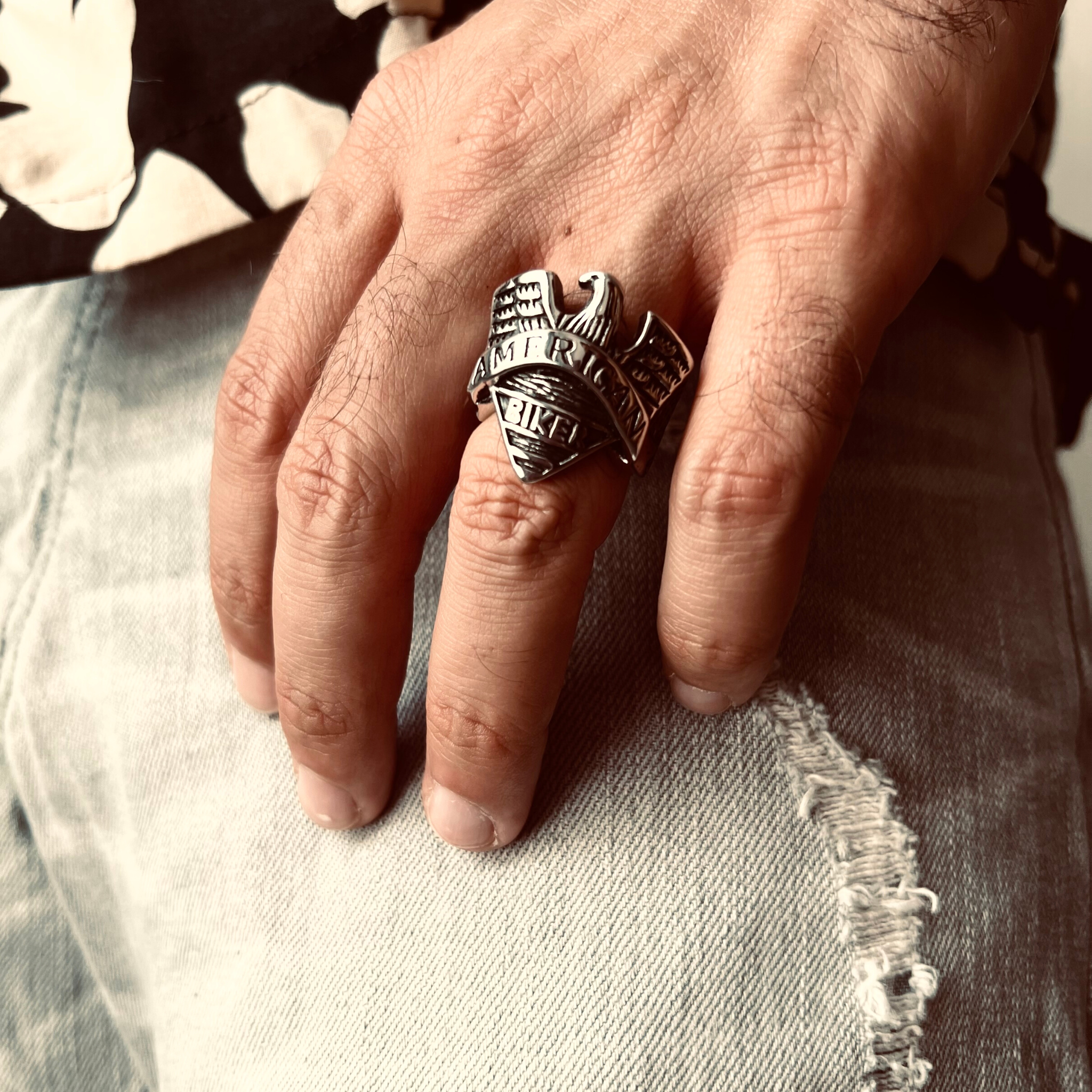 Stainless Steel AMERICAN BIKER With Eagle Ring / SCR4097、mySite、dreamappss