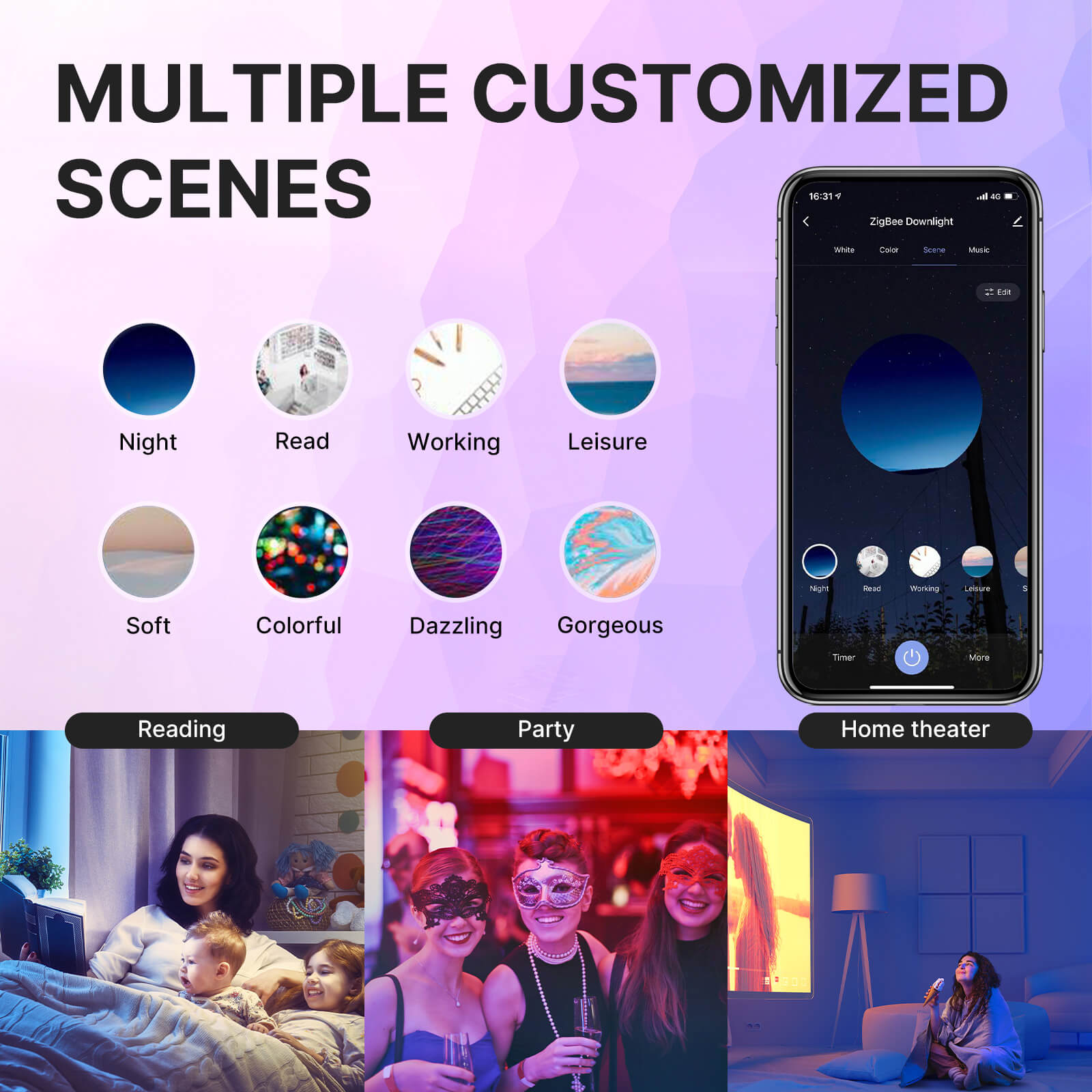 MOES ZigBee Downlight Tuya Dimming Spot lamp 6W RGB Change Warm Cool light、mySite、fannypackpong